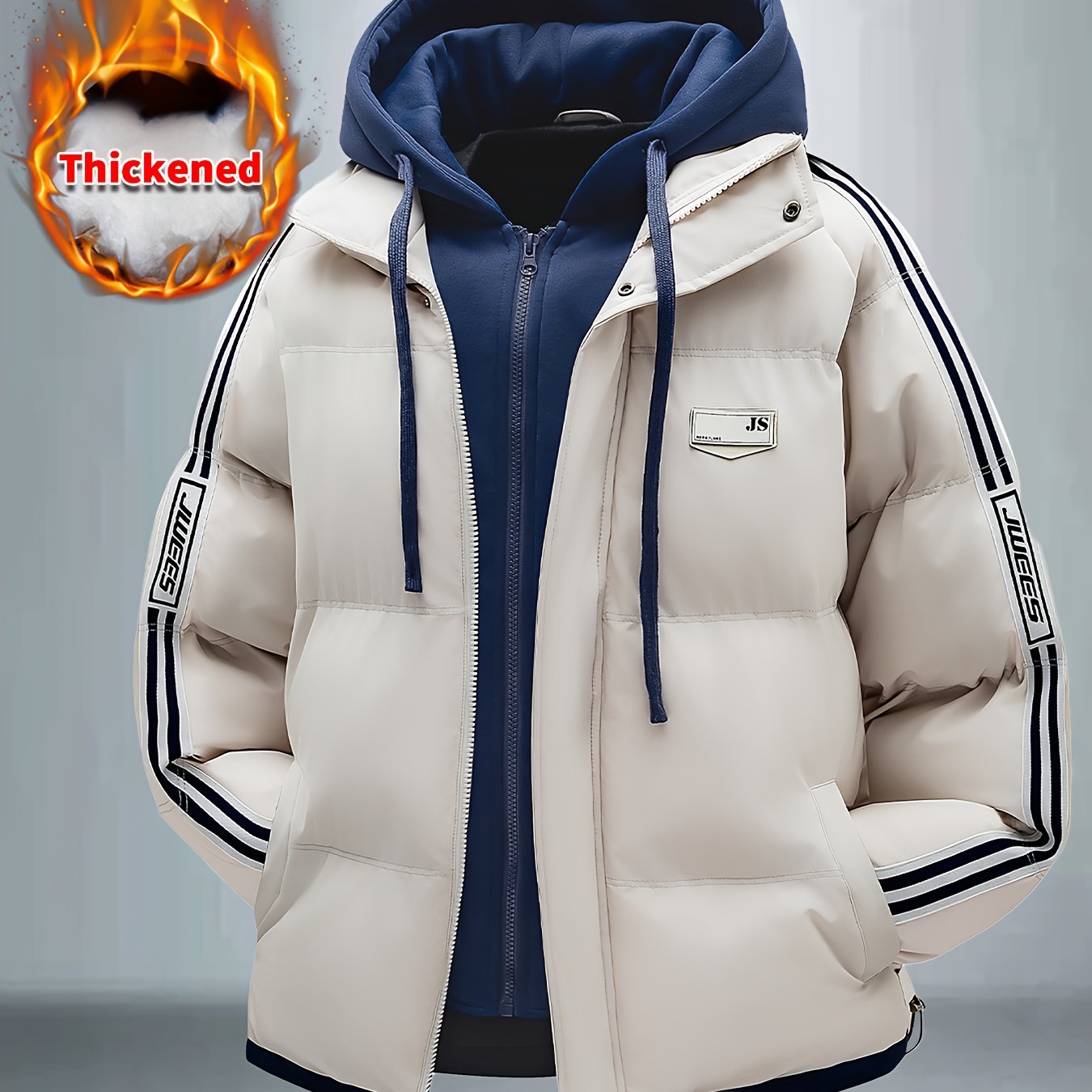 Blouson à capuche épais avec fermeture à glissière du S au 2XL MAEJORKEN