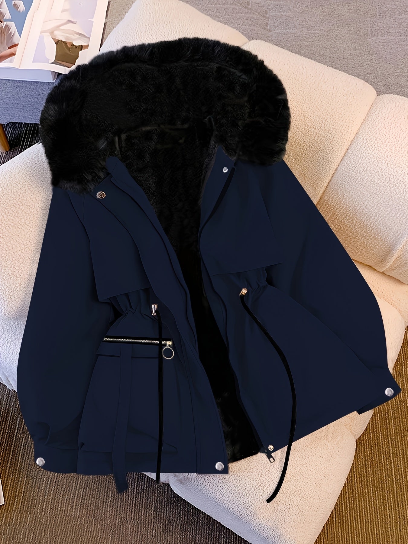 Parka à capuche grande taille avec garniture en fausse fourrure du 1XL au 5XL