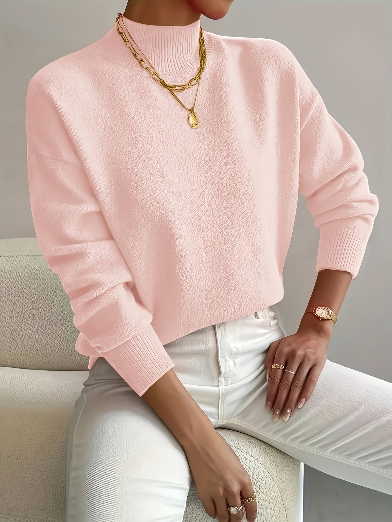 Pull en tricot à col montant grande taille du XL au 5XL MAEJORKEN