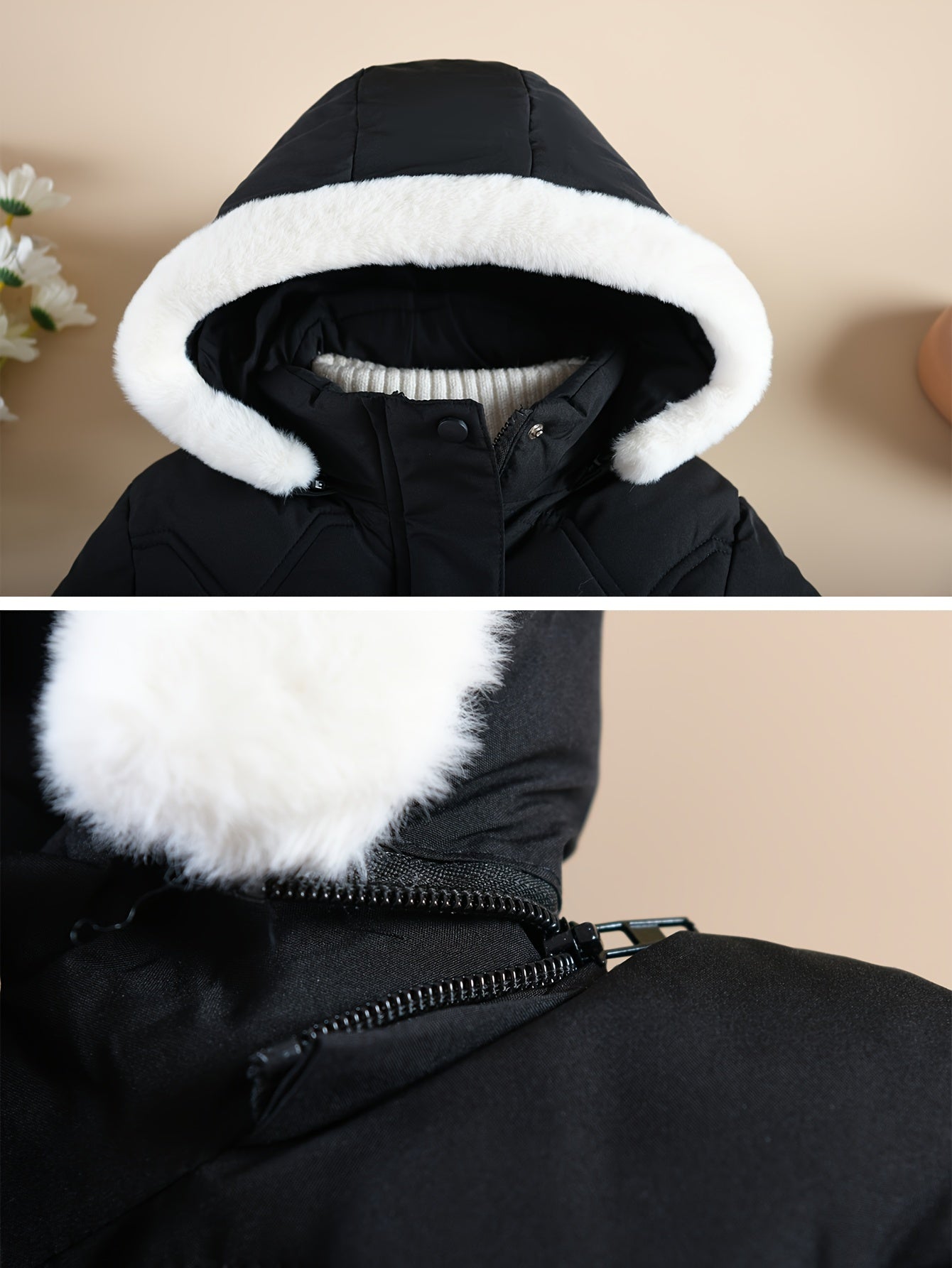 Girl'S Comfy Solid Color Long Sleeves Warm Hooded with Pockets & Gloves, Trendy Versatile Zip-Up Coat for Outdoors, Fall And Winter Best Choice MAEJORKEN