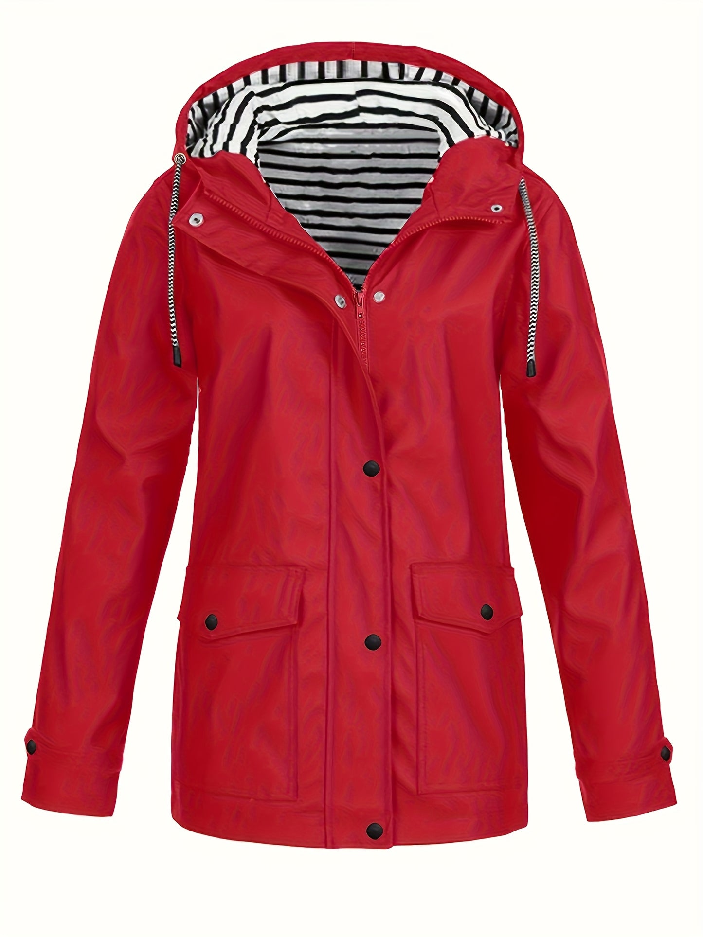 Veste longue à capuche rayée coupe vent femmes du 0XL au 5XL