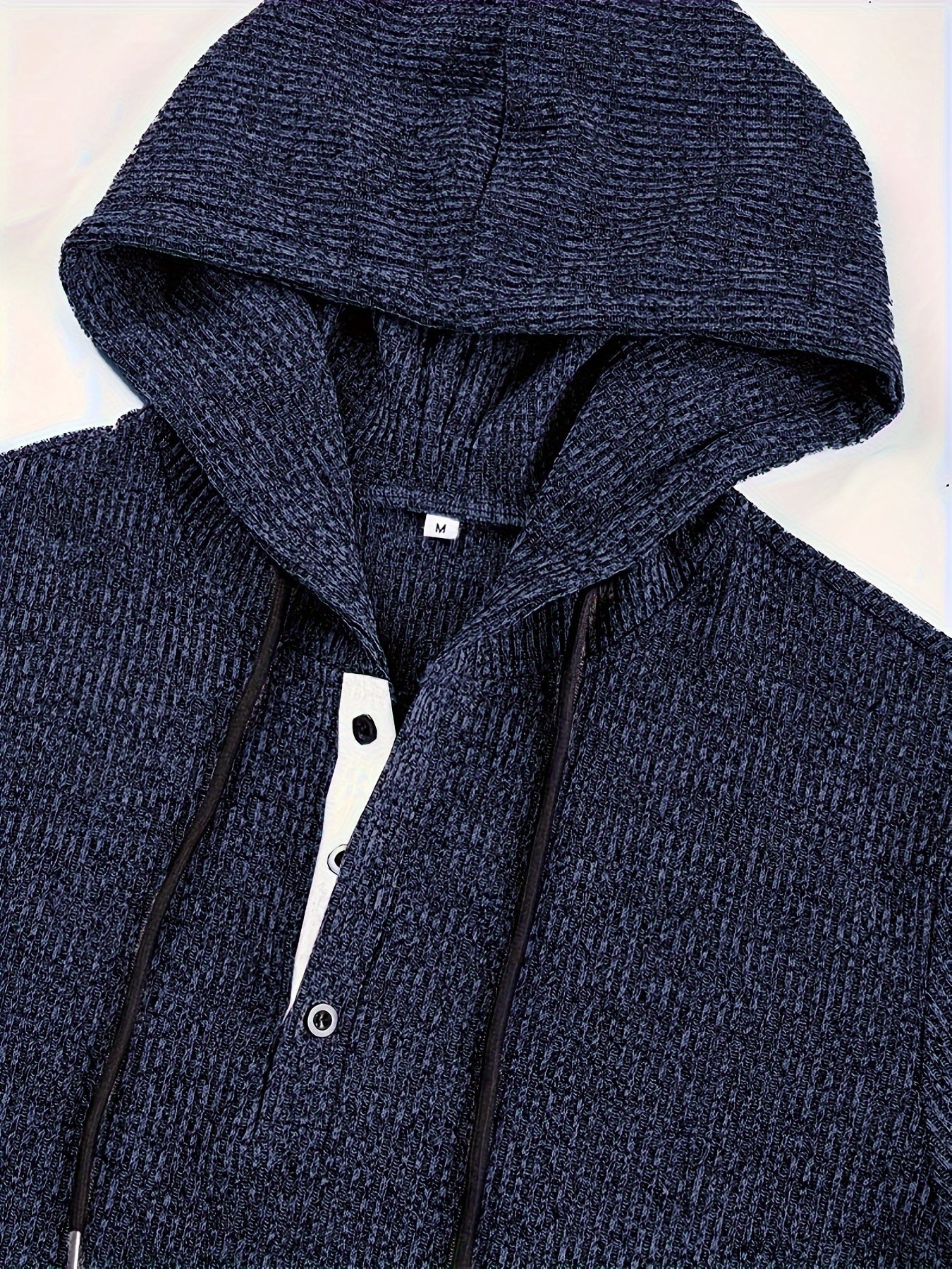 T-shirt henley à capuche extensible manches longues du S au 3XL