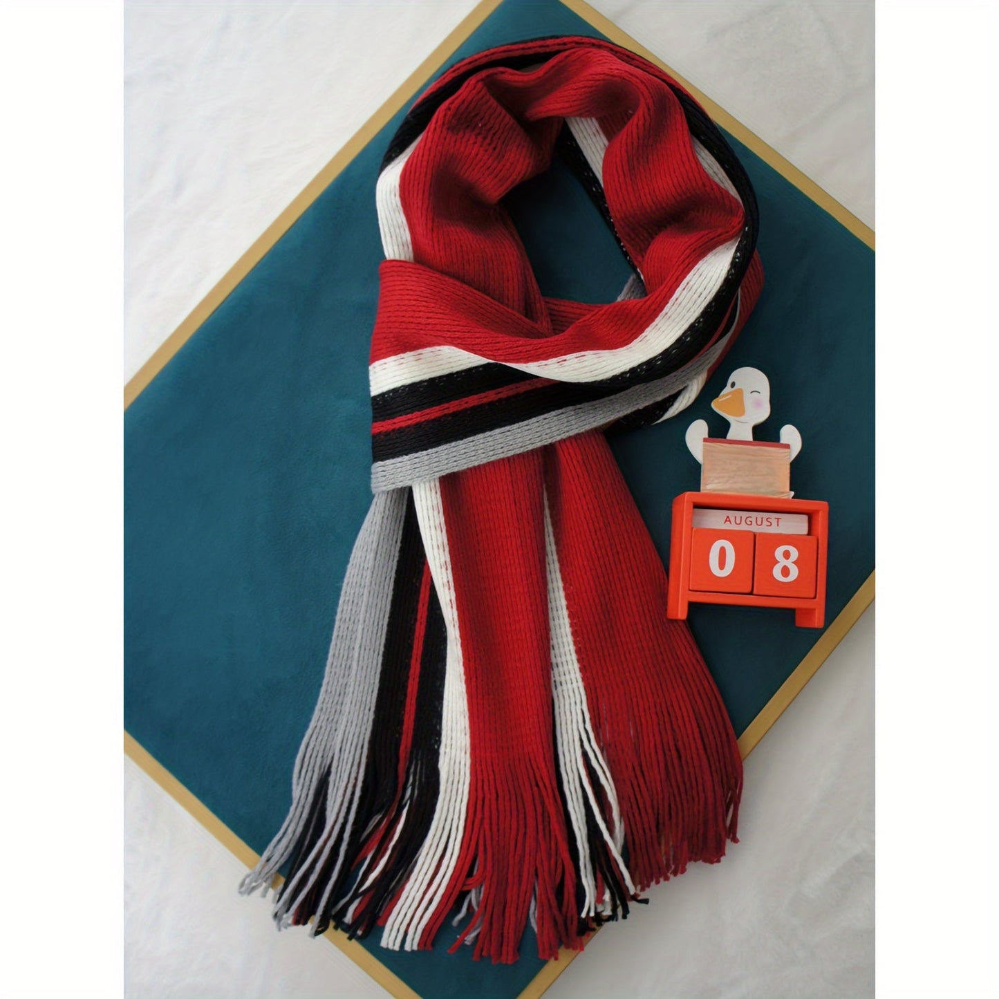 Echarpe élégante en tricot rayé - acrylique chaud MAEJORKEN