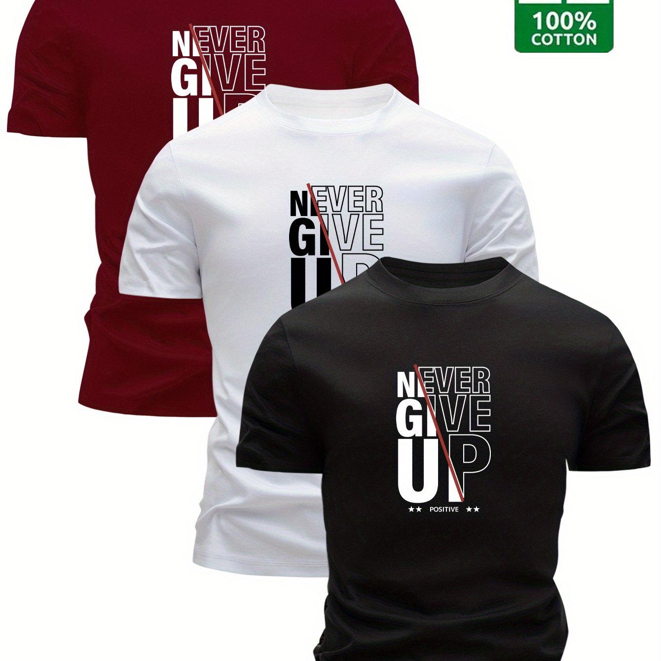 Lot de 3 t-shirts 100% coton du XS au 3XL