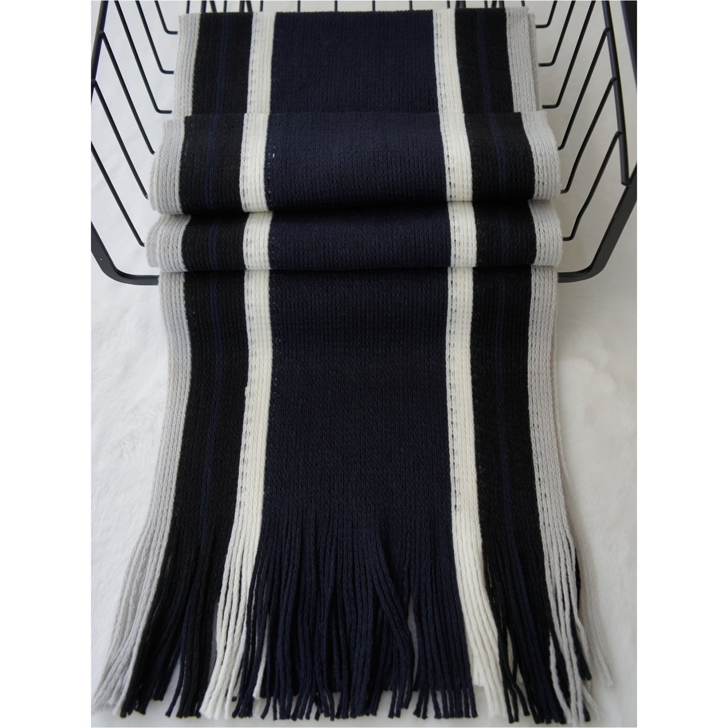 Echarpe élégante en tricot rayé - acrylique chaud MAEJORKEN