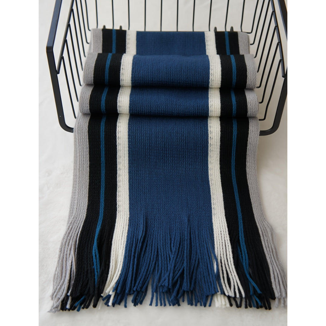 Echarpe élégante en tricot rayé - acrylique chaud MAEJORKEN