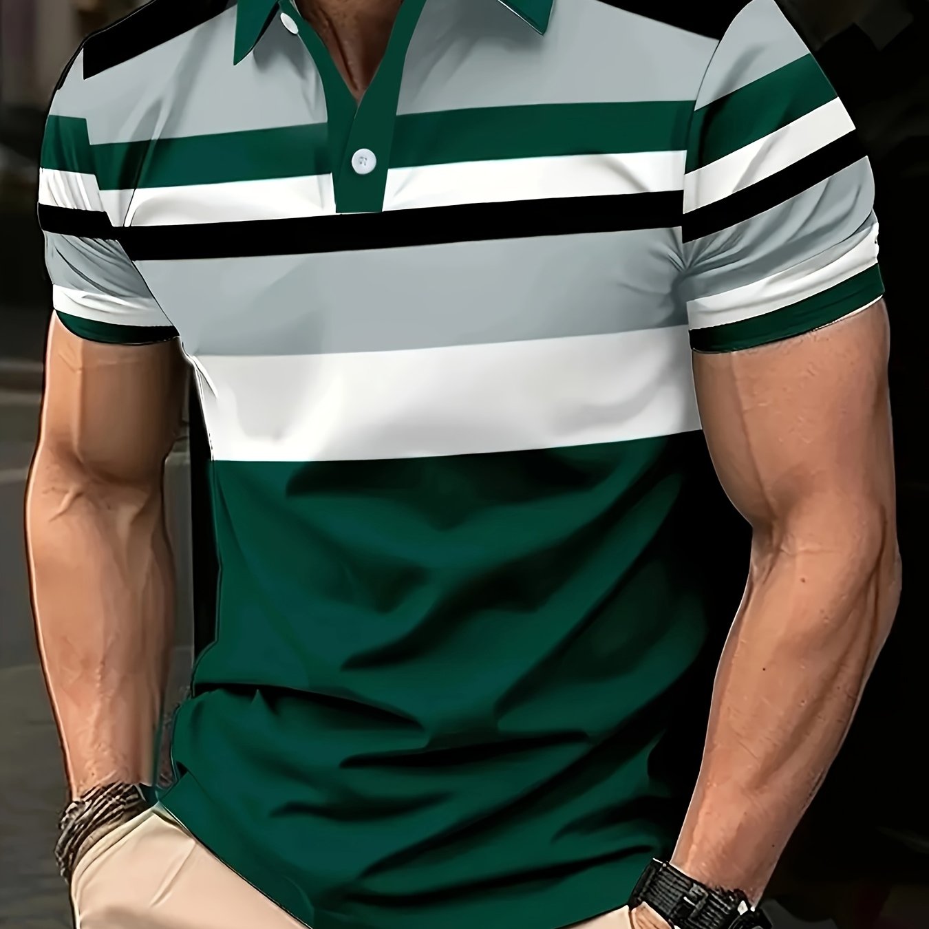 Polo rayé à manches courtes et col en polyester du 3XL au 7XL