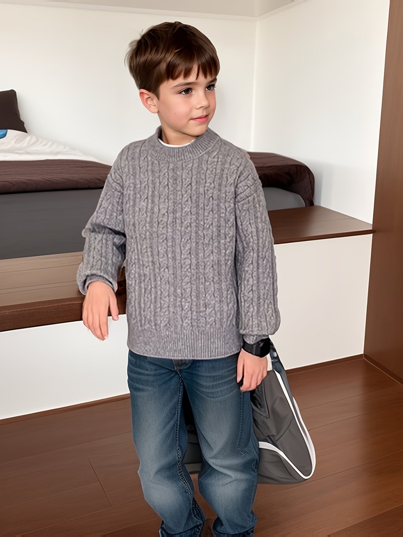 Pull à col rond et épais garçons du 5 au 15 ans MAEJORKEN