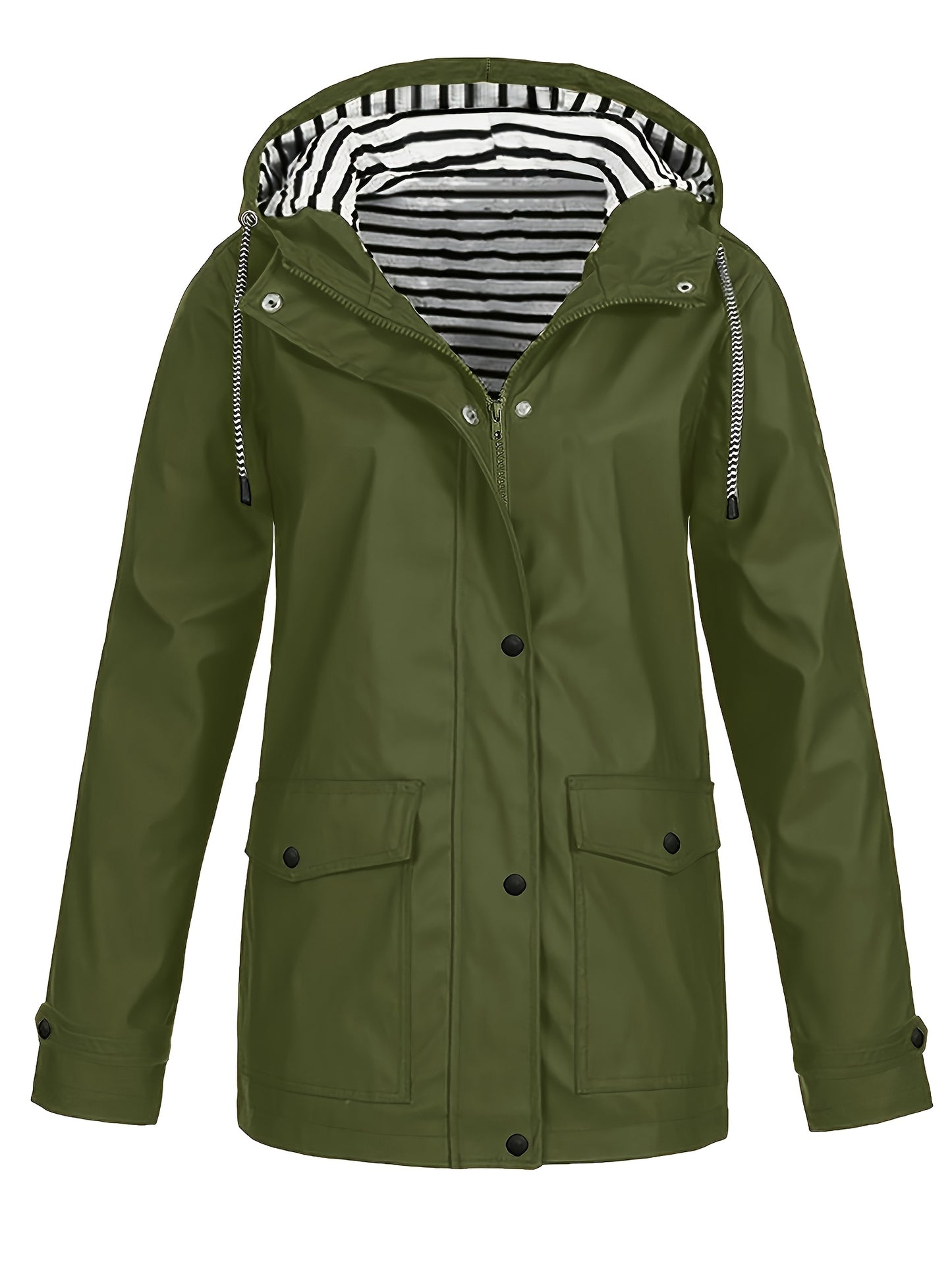 Veste longue à capuche rayée coupe vent femmes du 0XL au 5XL