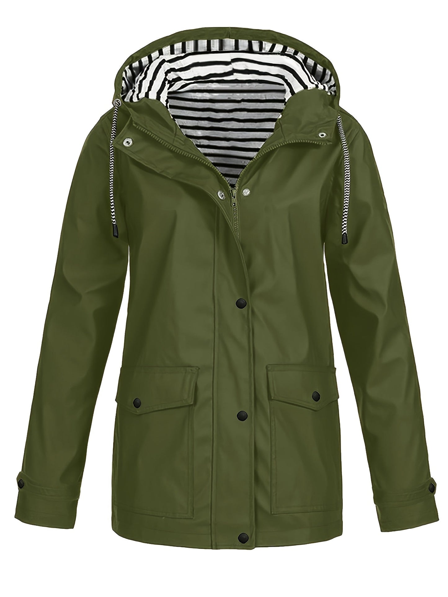 Veste longue à capuche rayée coupe vent femmes du 0XL au 5XL MAEJORKEN