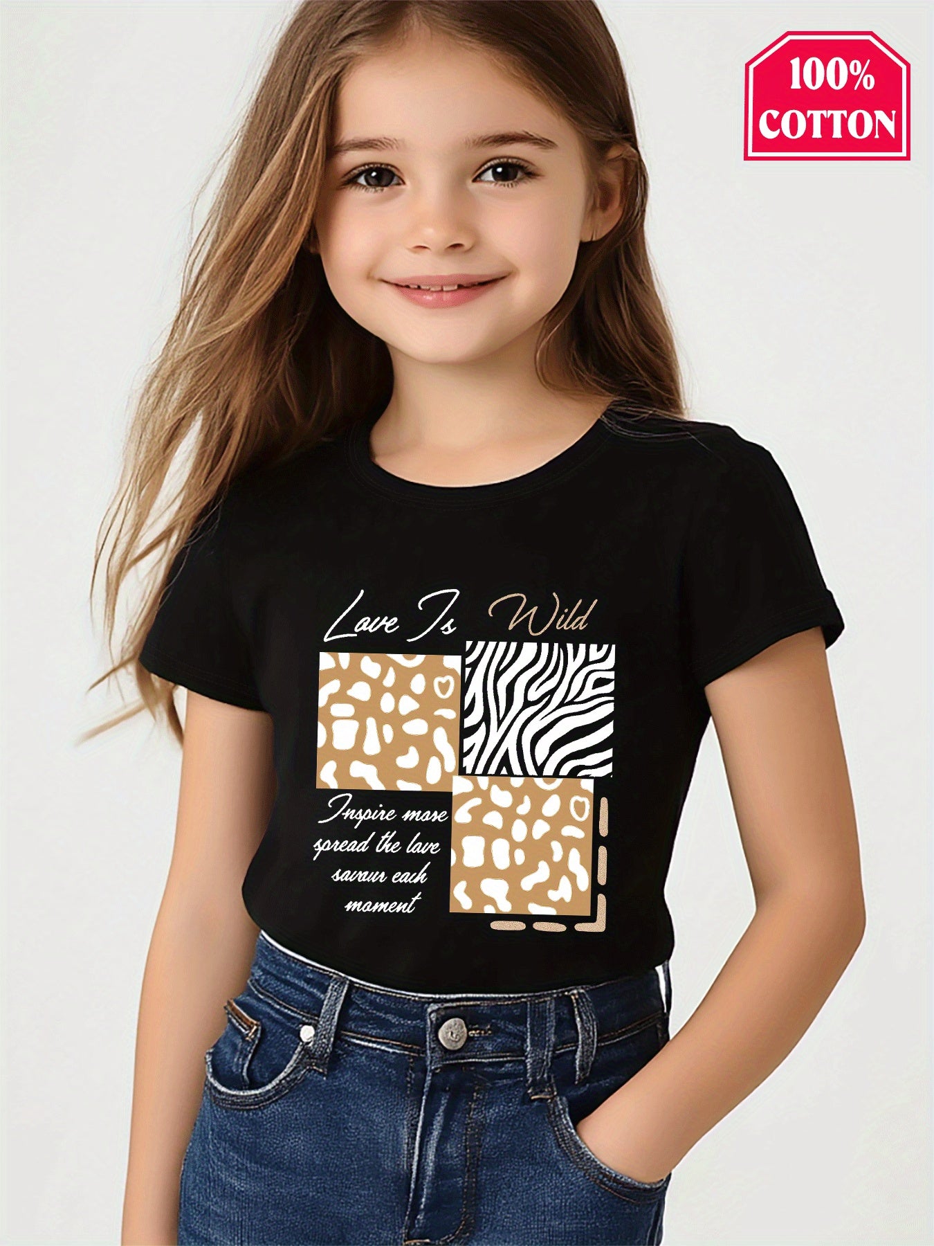 T-shirt en coton pour filles imprimé du 3 au 14 ans