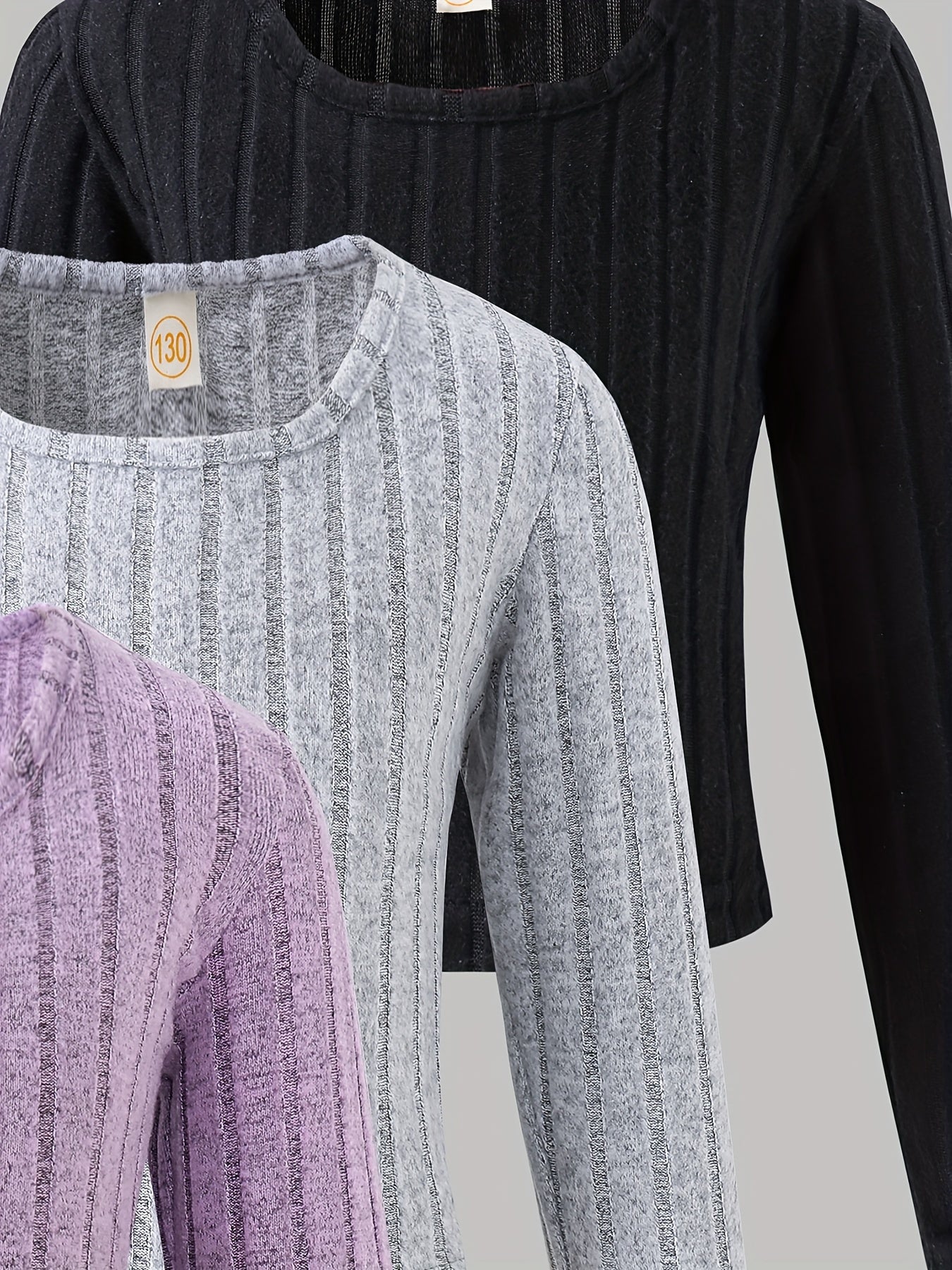 Lot de 3 t-shirts doublés polaire à manches longues pour filles du 5 au 14 ans