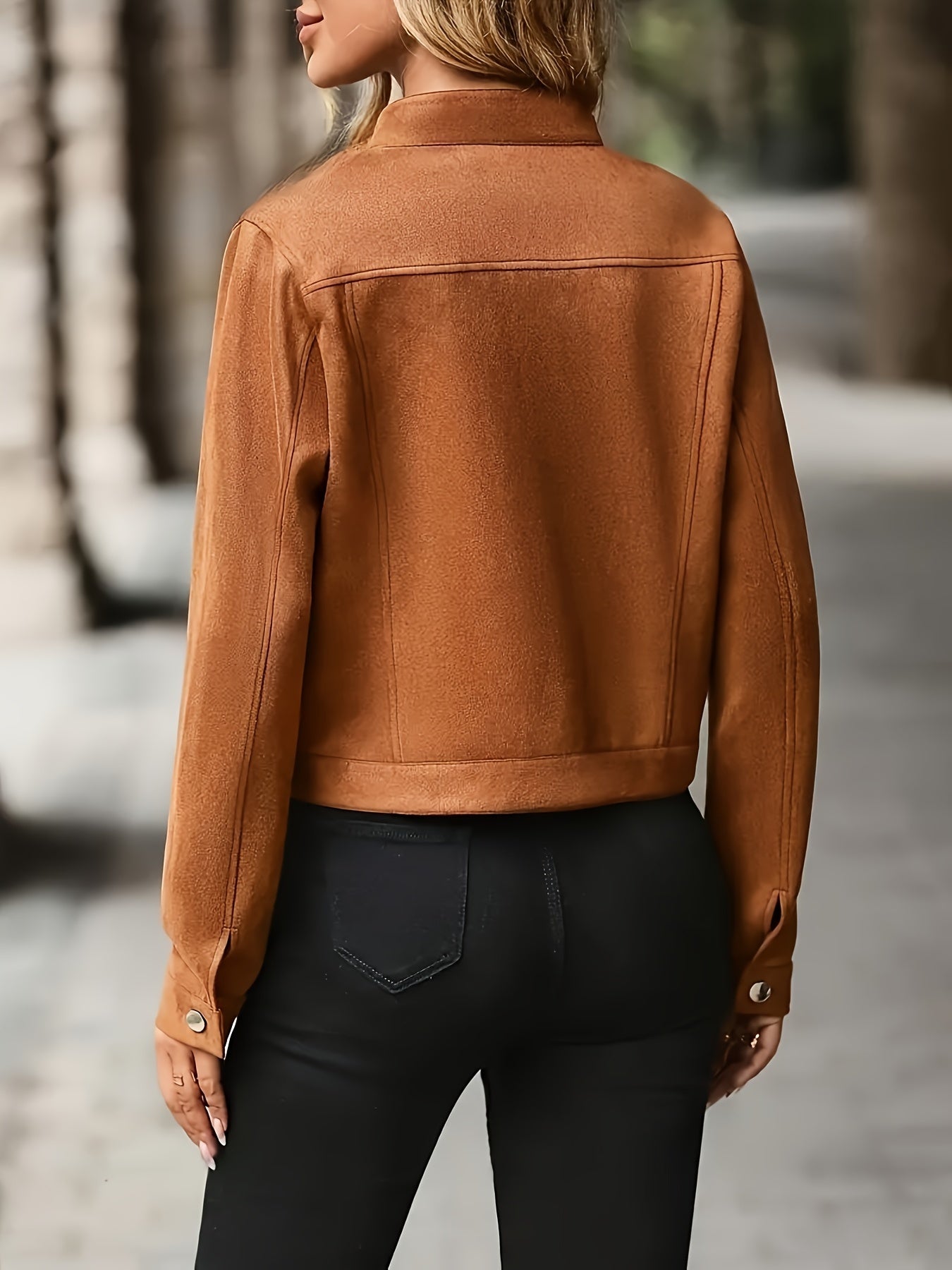 Veste en daim à manches longues d inspiration vintage du S au 2XL