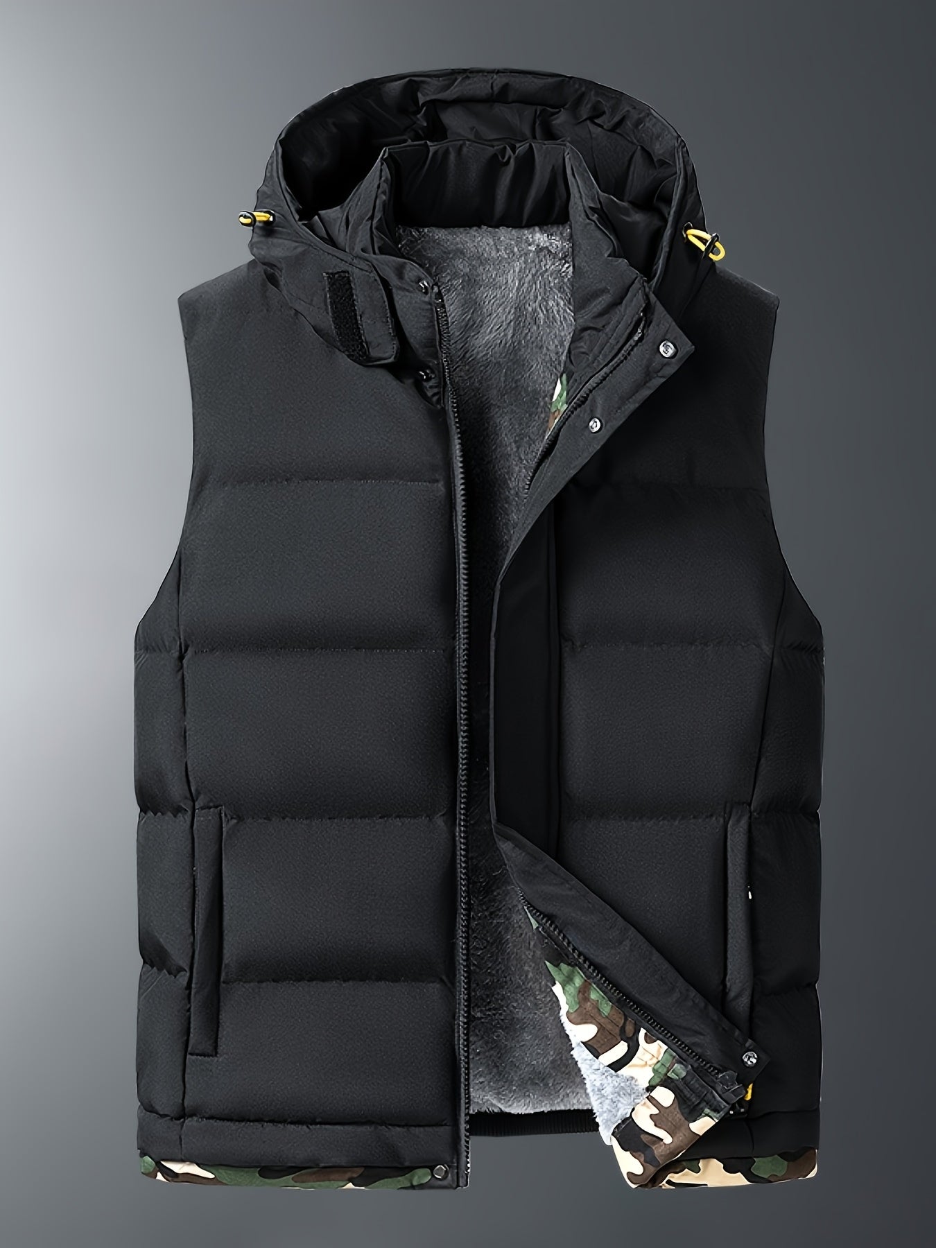 Gilet sans manches à capuche doublé polaire grande taille du 4XL au 7XL MAEJORKEN