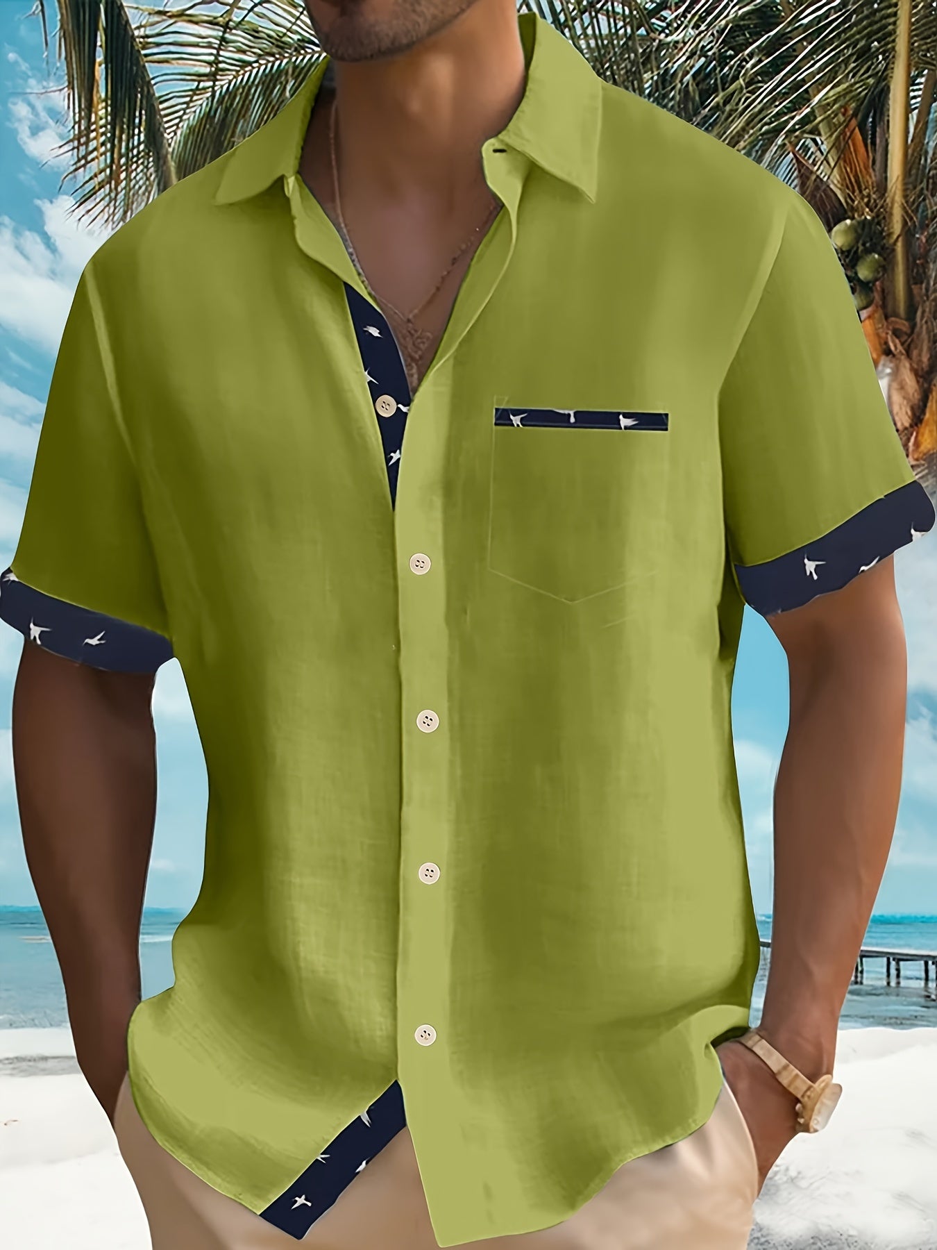 Chemise élégante en mélange de coton assorti de couleur du S au 3XL