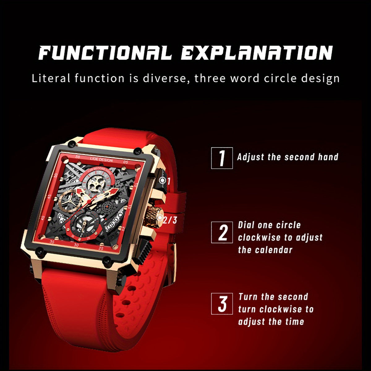 Montre à quartz cadran carré ( boitier non inclus ) MAEJORKEN