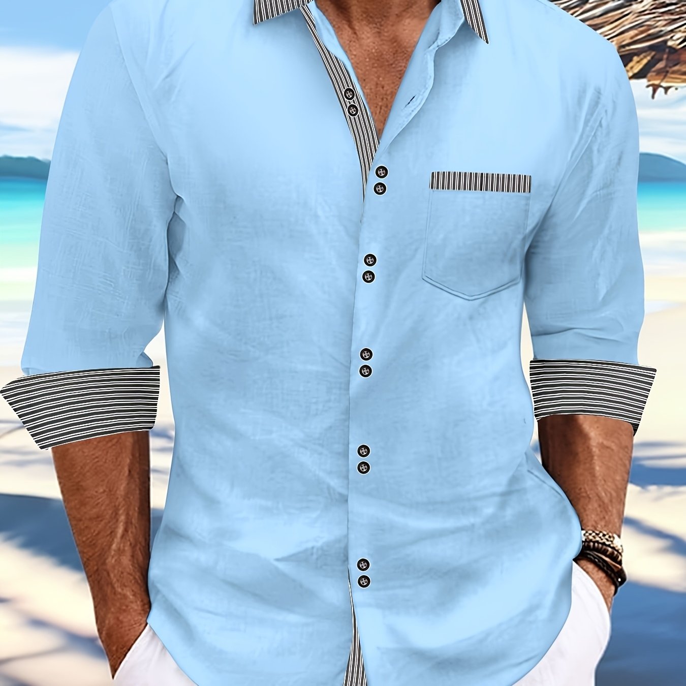 Chemise à manches longues 100 % coton du S au 3XL MAEJORKEN