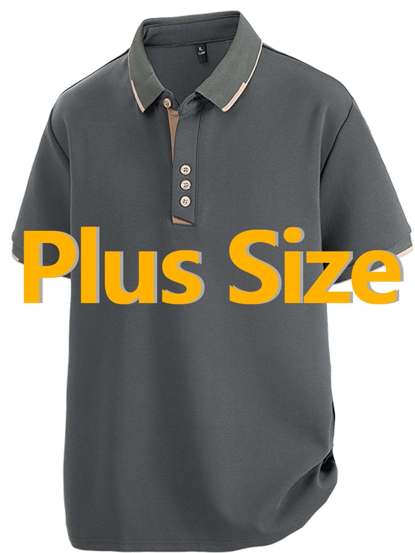Men's Big & Tall Shirt - Soft Breathable Stretch Fabric Button-Up Collar Shirt, Non-Transparent Solid Color Collar Blouse for Business Casual, Golf, Casual Attire - Available in Black, Dark Navy, Grey, More Colors - Men/Teens MAEJORKEN