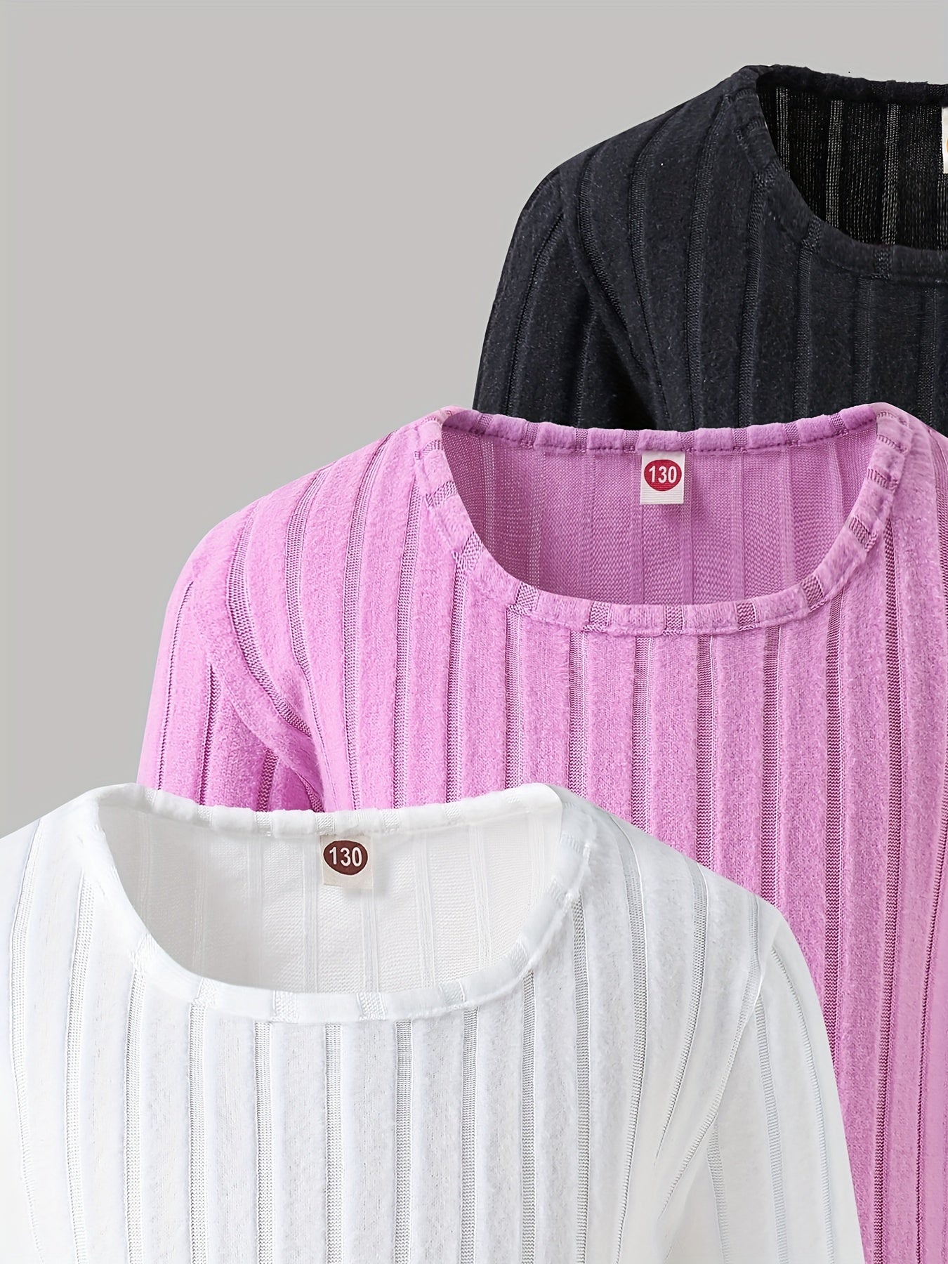 Lot de 3 t-shirts doublés polaire à manches longues pour filles du 5 au 14 ans