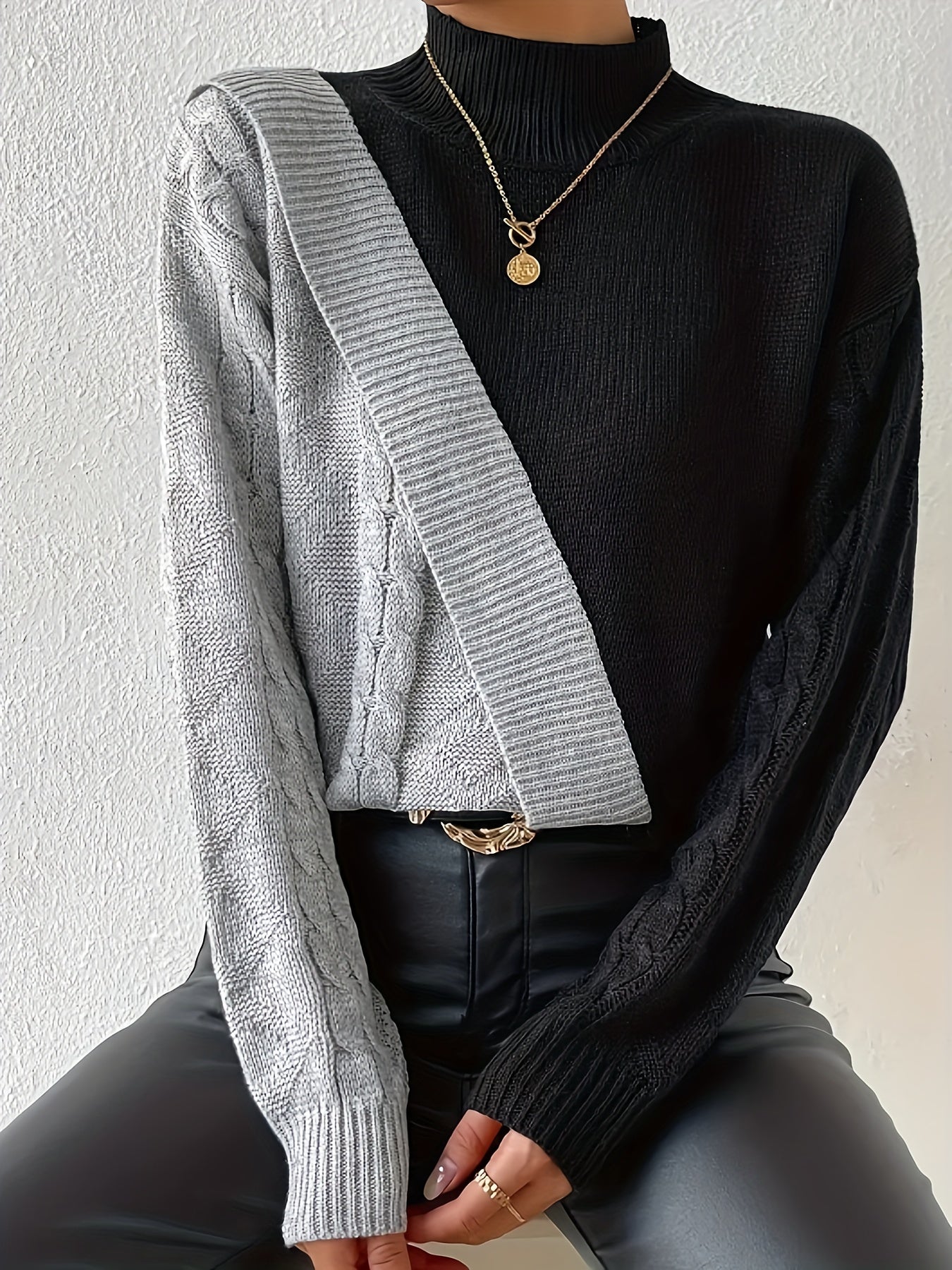 Pull en tricot torsadé à bloc de couleur grande taille du 0XL au 5XL