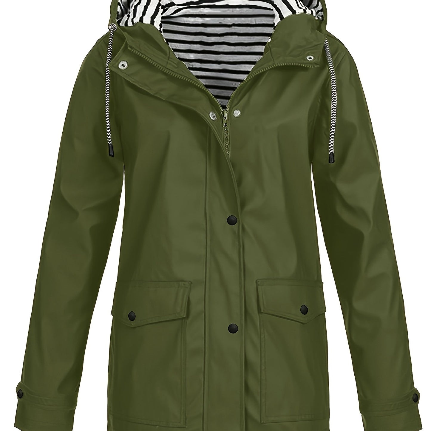 Veste longue à capuche rayée coupe vent femmes du 0XL au 5XL