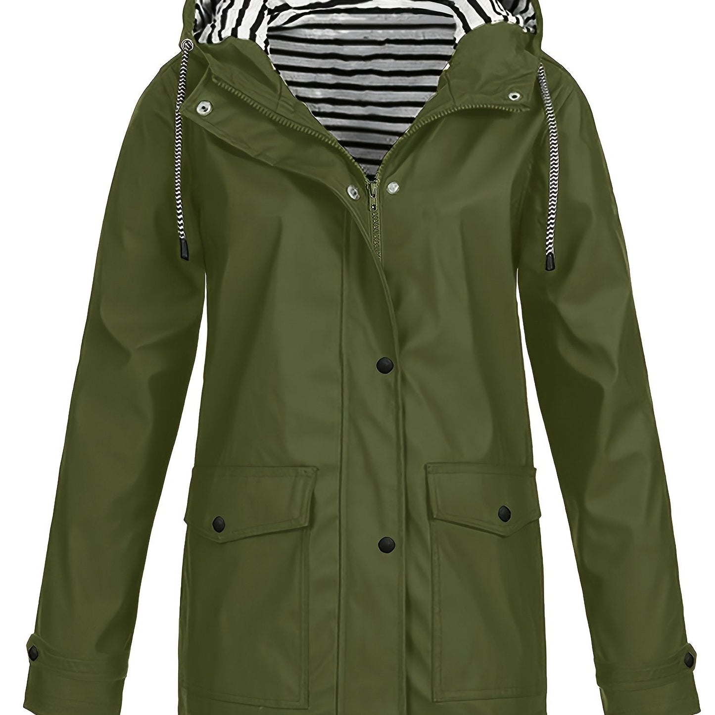 Veste longue à capuche rayée coupe vent femmes du 0XL au 5XL MAEJORKEN