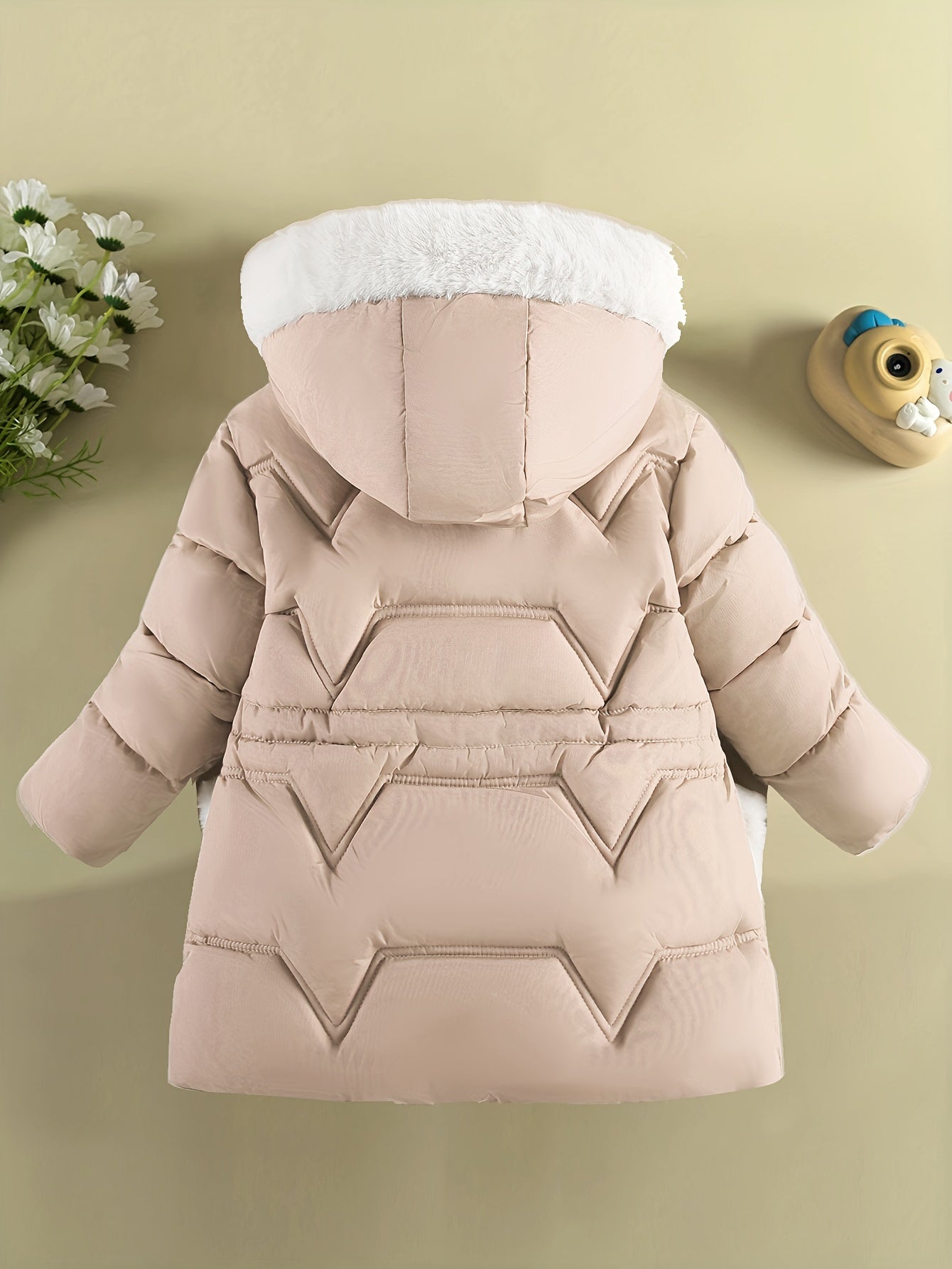 Doudoune à capuche couleur unie avec gant pour filles de 1 ans à 10 ans MAEJORKEN