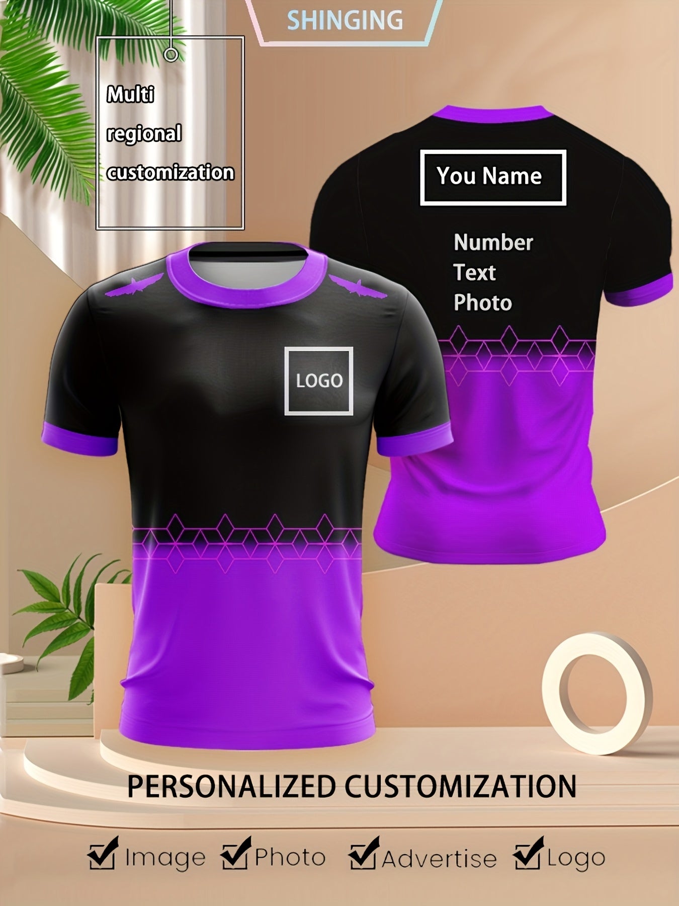 T-shirt de sport décontracté personnalisable imprimé dégradé du XXS au 3XL MAEJORKEN