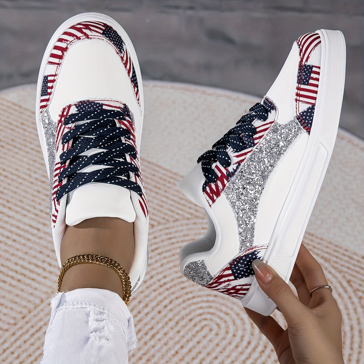 Baskets à sequins blancs et roses du 35,5 au 40 MAEJORKEN