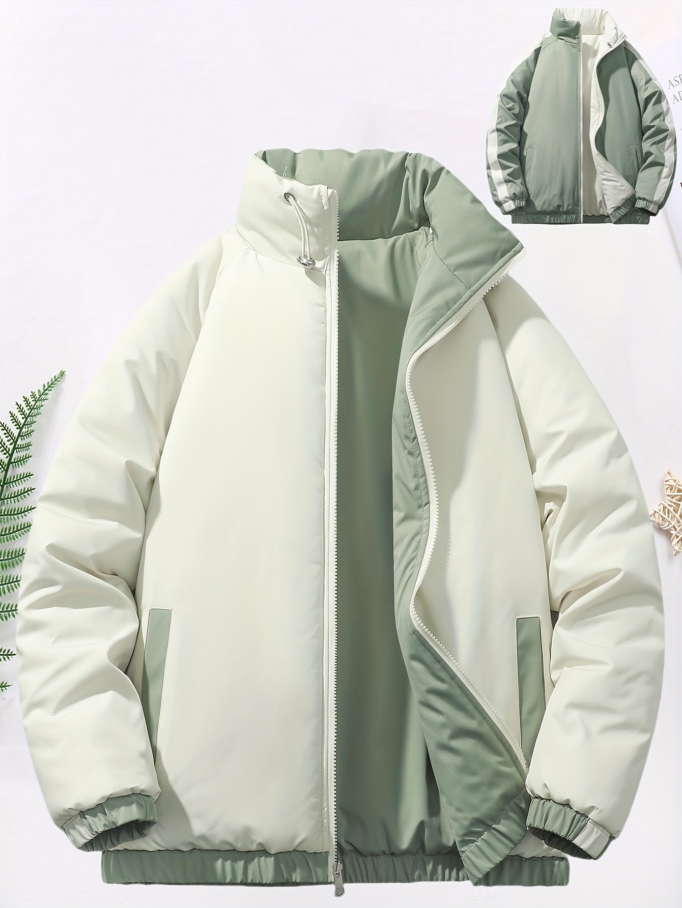 Blouson chaud réversible dotée de fermetures éclair de poignets élastiques et de poches inclinées du S au 3XL MAEJORKEN