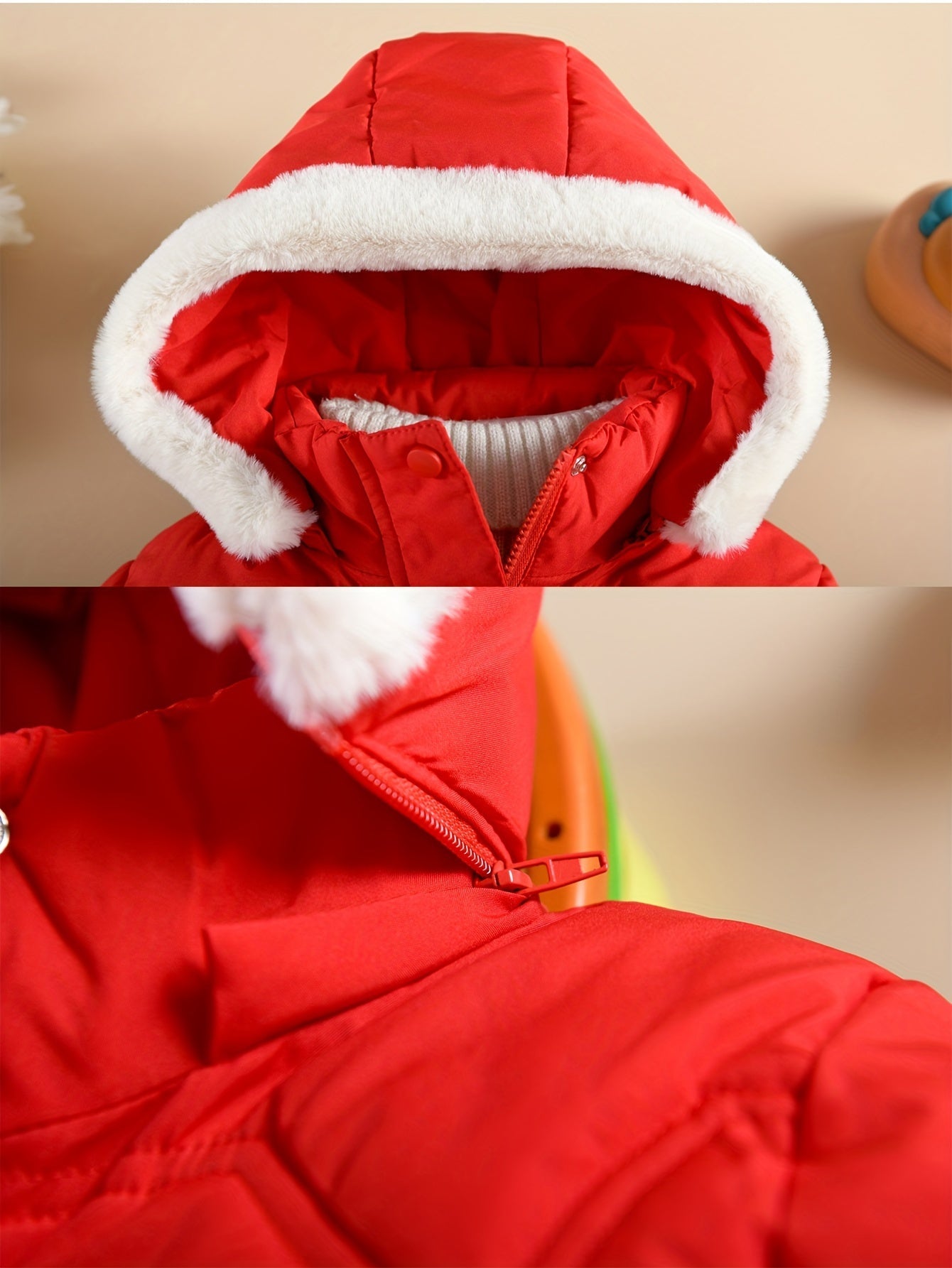 Doudoune à capuche couleur unie avec gant pour filles de 1 ans à 10 ans MAEJORKEN