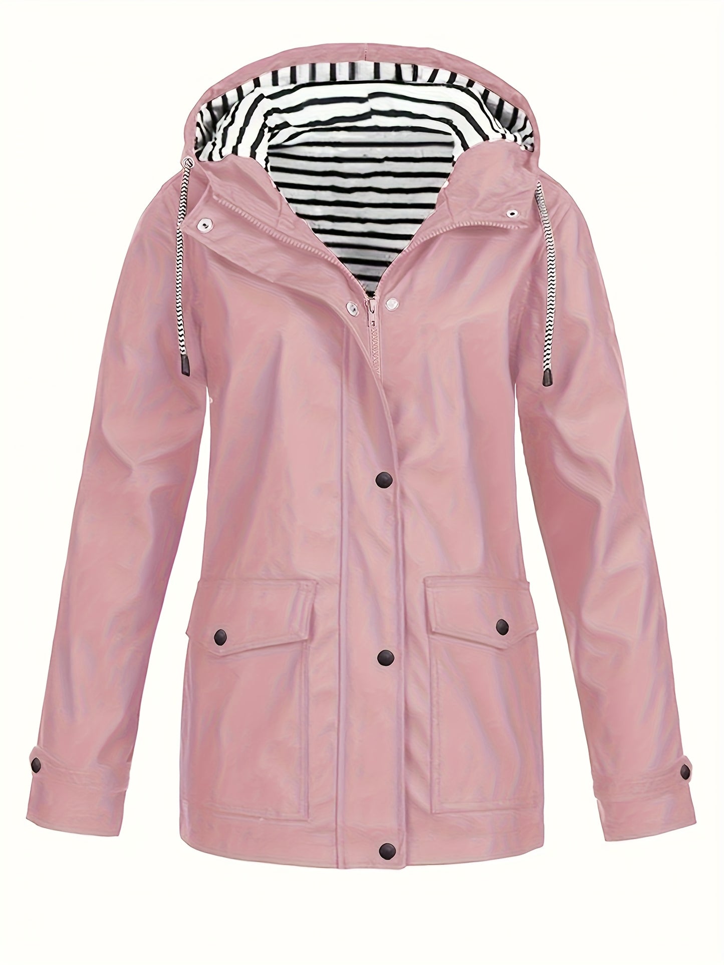 Veste longue à capuche rayée coupe vent femmes du 0XL au 5XL