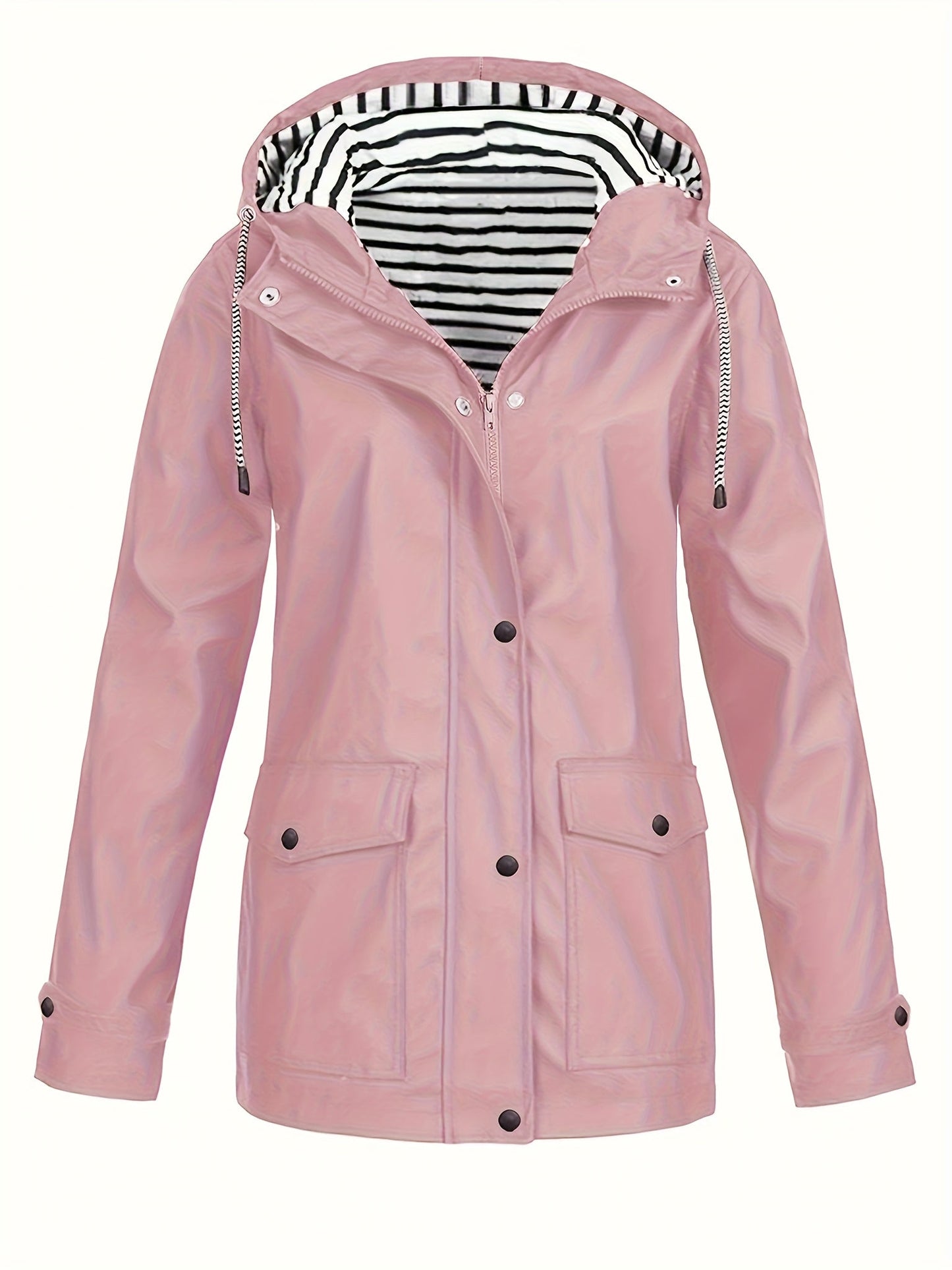 Veste longue à capuche rayée coupe vent femmes du 0XL au 5XL MAEJORKEN