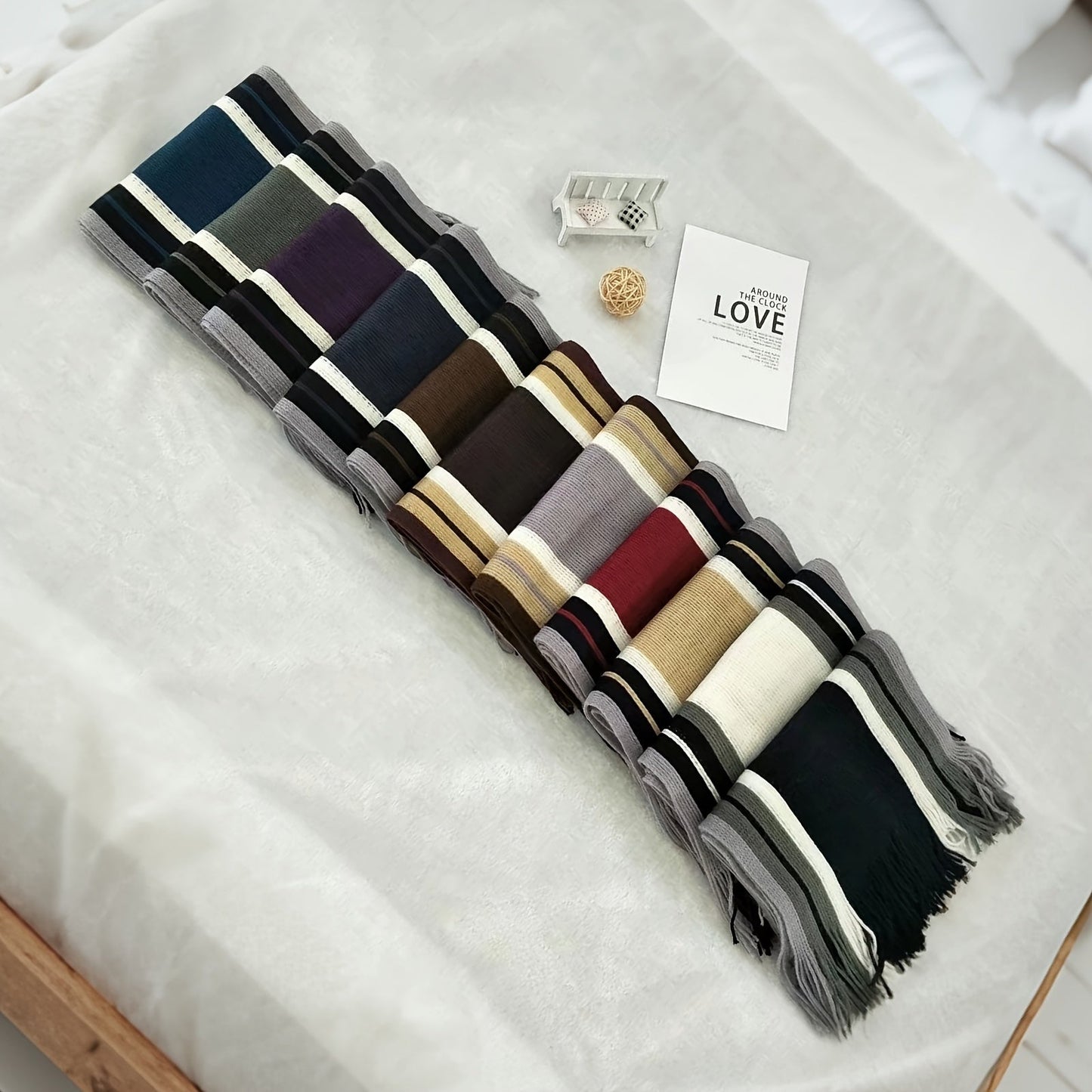 Echarpe élégante en tricot rayé - acrylique chaud MAEJORKEN