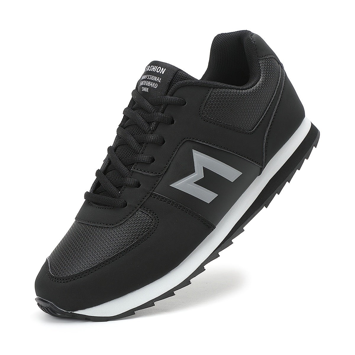 Men'S Breathable Durable All-Season Running Shoes - Comfortable Casual Sneakers with Geometric Pattern, Round Toe & Lace-Up Closure for Hiking, Outdoor, Daily Wear - Versatile Low-Top Design in Black, White, Gray, Hiking Shoe MAEJORKEN
