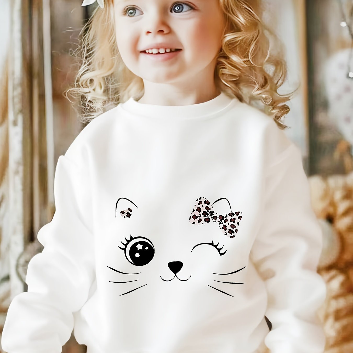 Sweat pour filles imprimé chat du 1 an au 8 ans MAEJORKEN