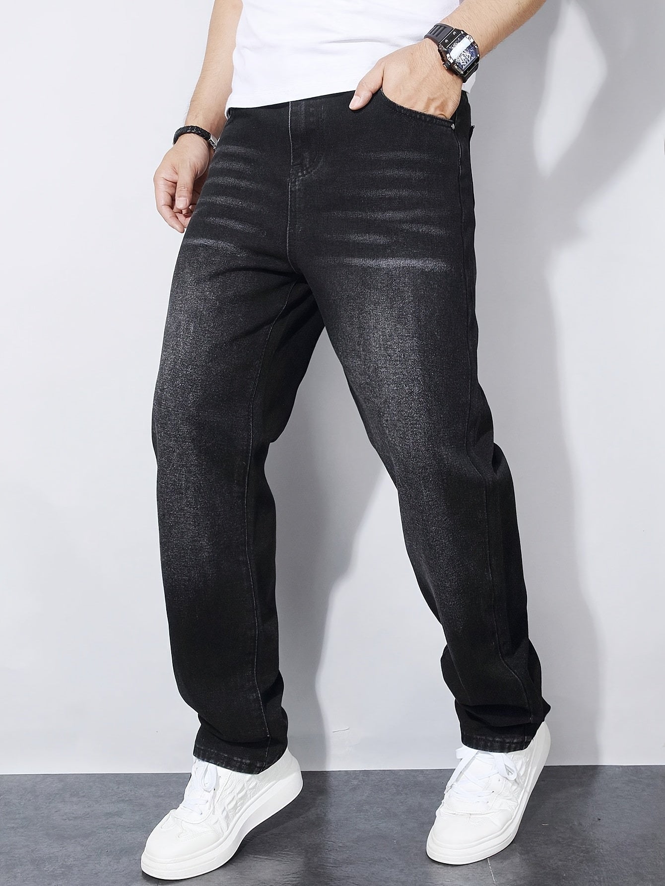 Jean droit en denim classique non extensible garçons du 13 au 16 ans