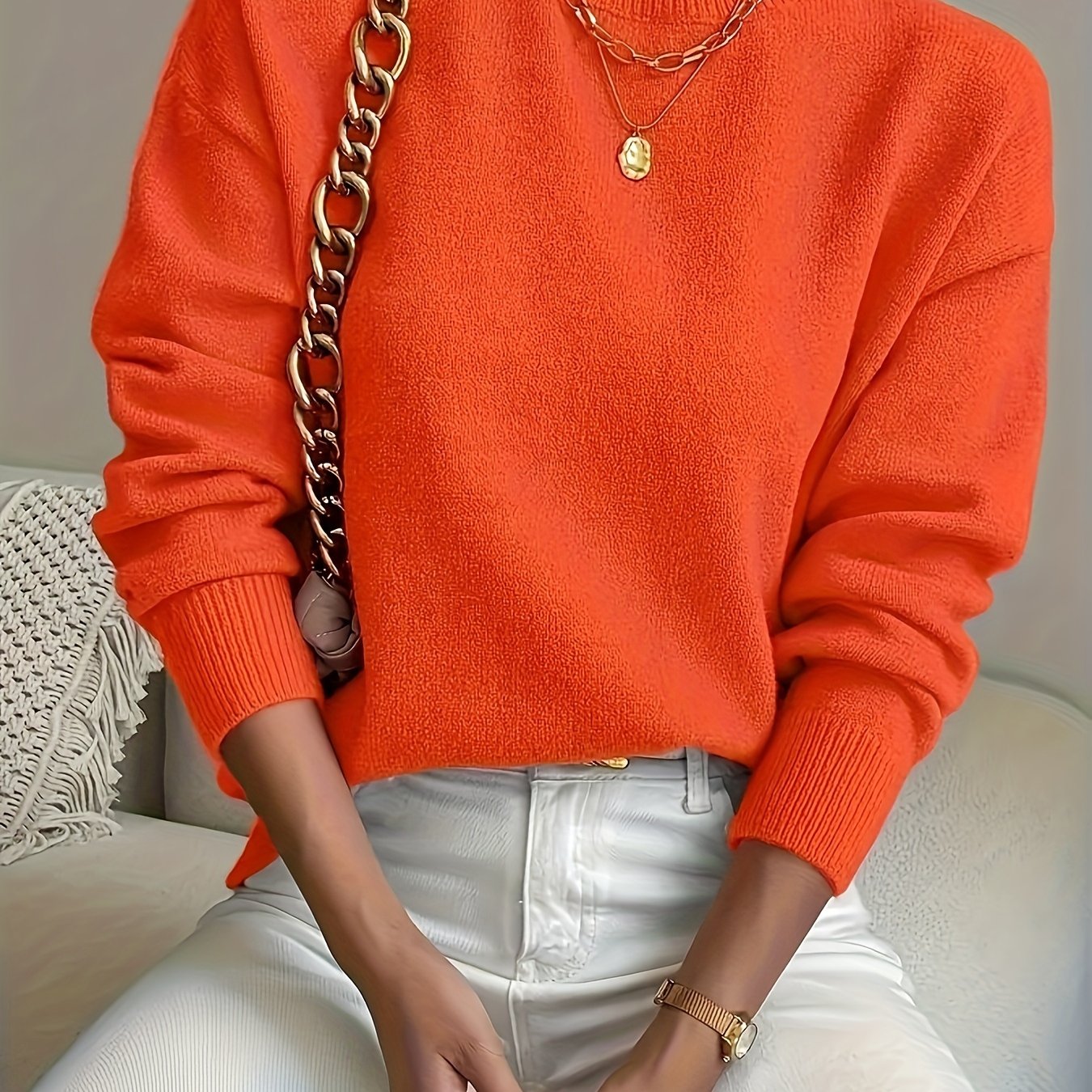 Pull en tricot à col montant grande taille du XL au 5XL MAEJORKEN