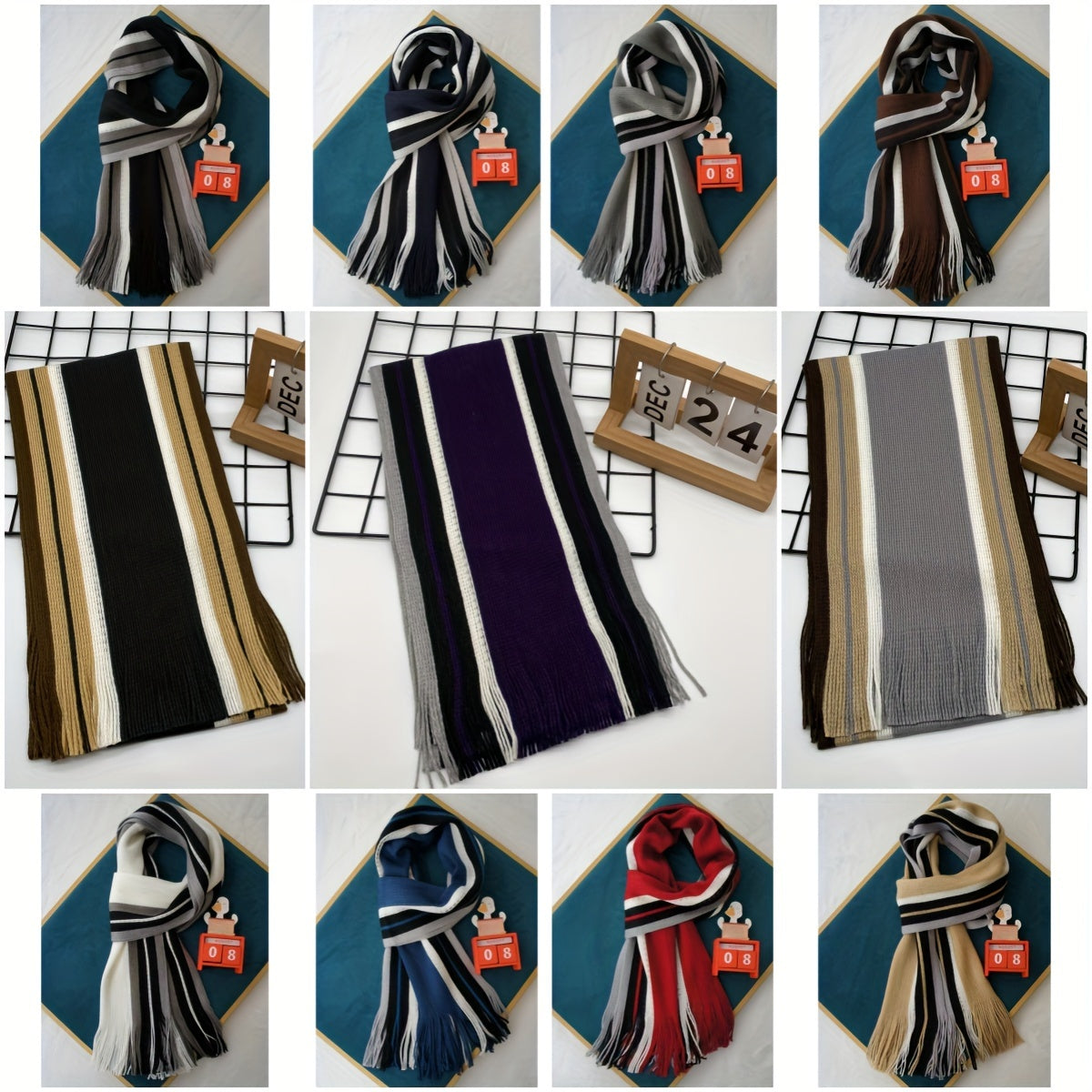 Echarpe élégante en tricot rayé - acrylique chaud MAEJORKEN