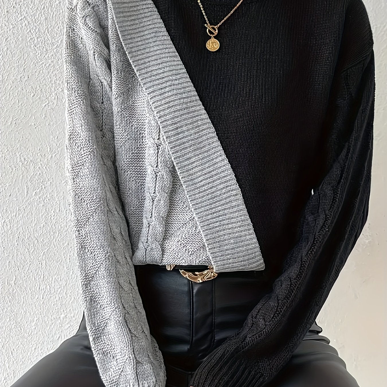 Pull en tricot torsadé à bloc de couleur grande taille du 0XL au 5XL