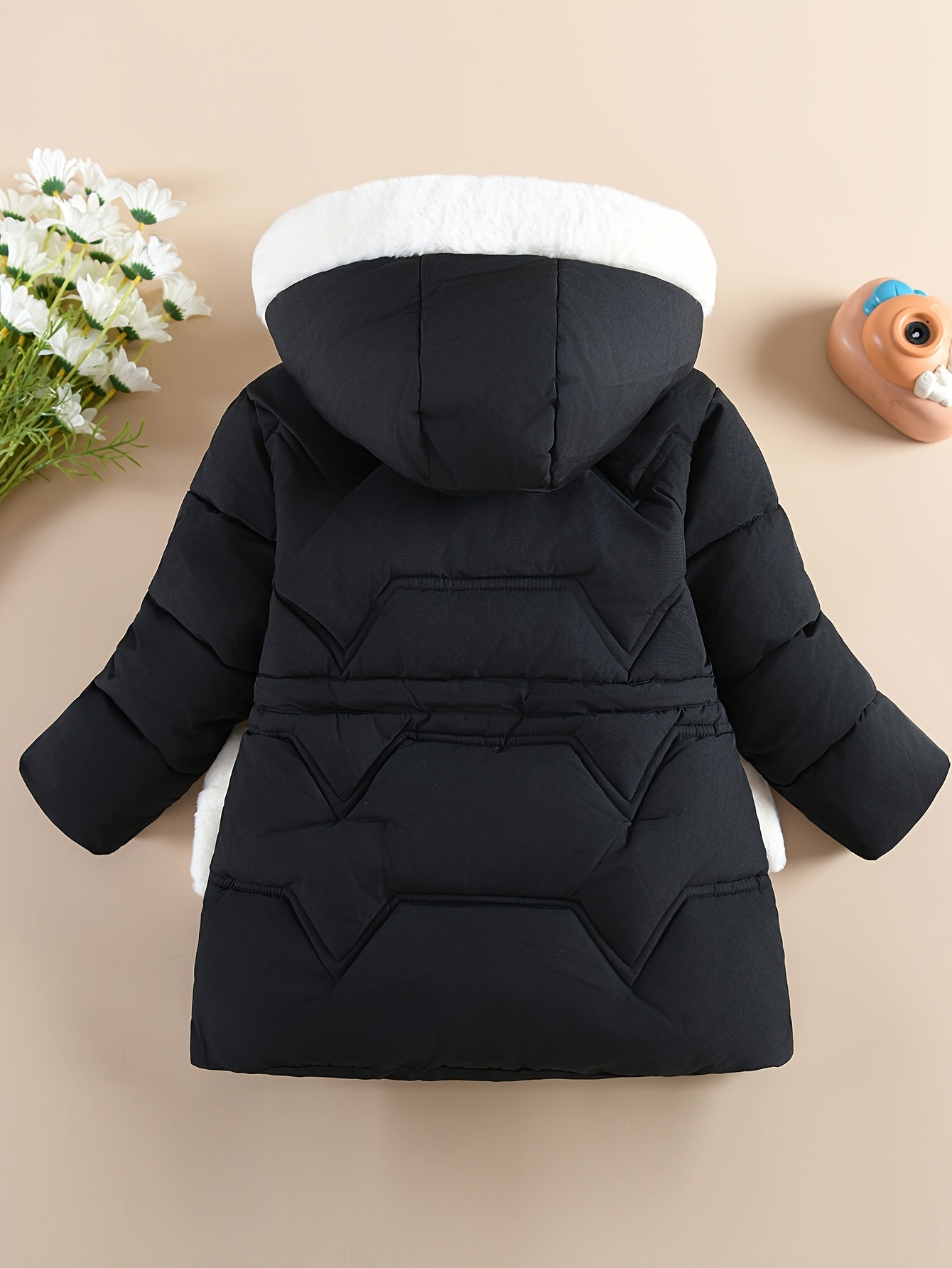 Doudoune à capuche couleur unie avec gant pour filles de 1 ans à 10 ans MAEJORKEN