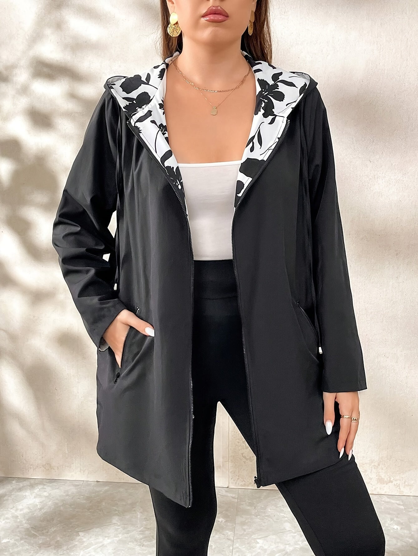 Manteau réversible à fermeture éclair grande taille du 0XL au 5XL