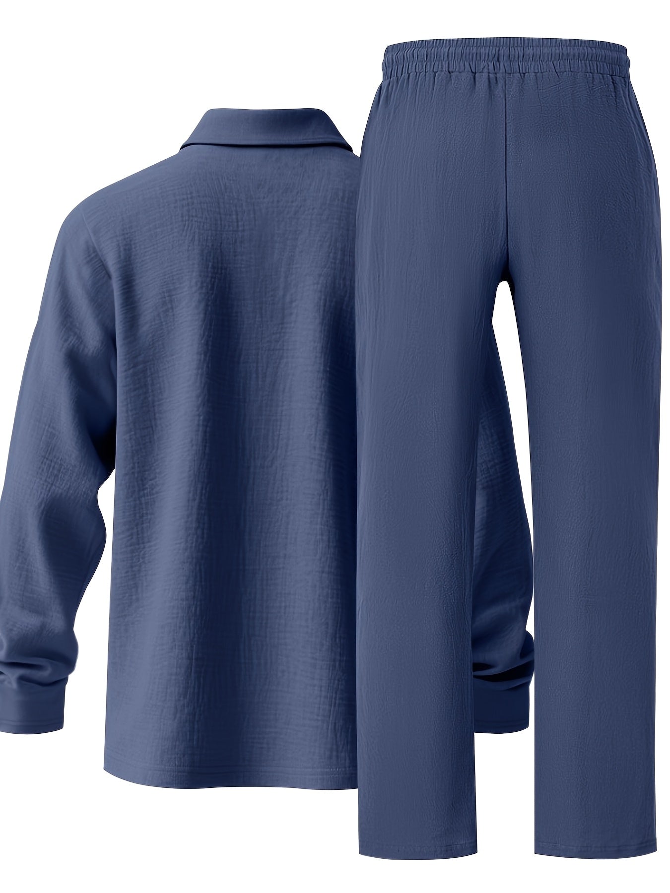 Ensemble pantalon large et polo à manches longues en lin du S au 3XL MAEJORKEN