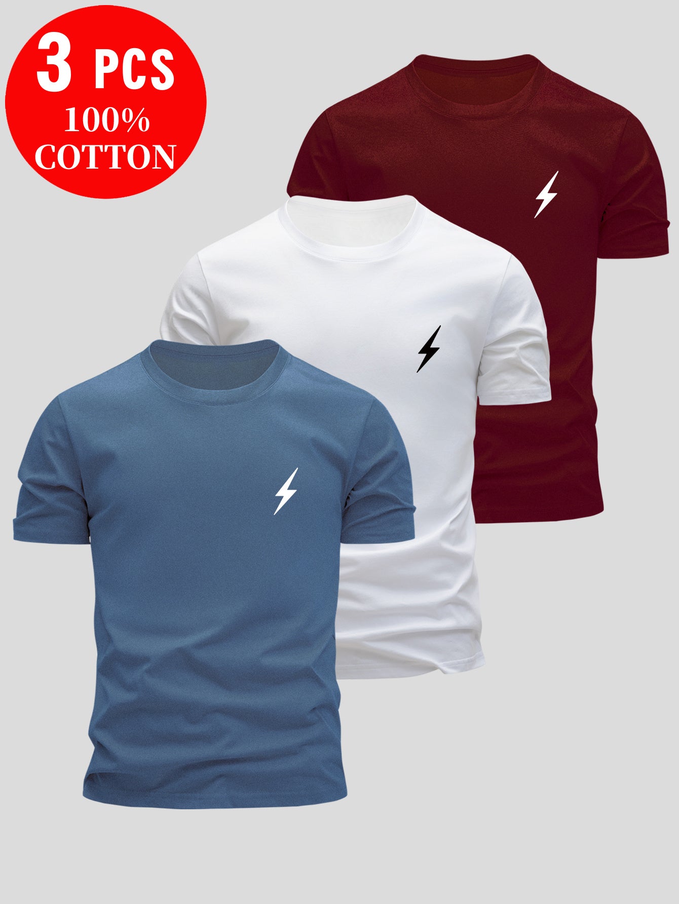 Lot de 3 t-shirt 100% coton du XS au 3XL