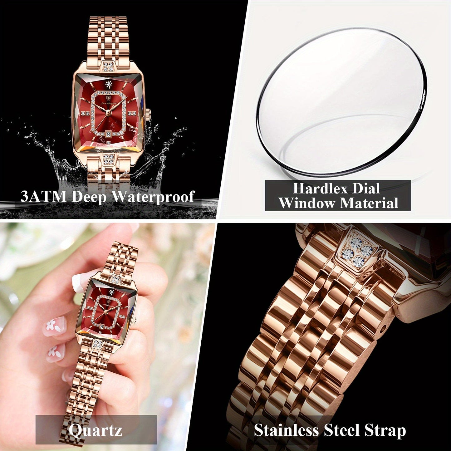 Montre à quartz élégante en acier inoxydable avec cadran lumineux ( coffret non inclus ) MAEJORKEN
