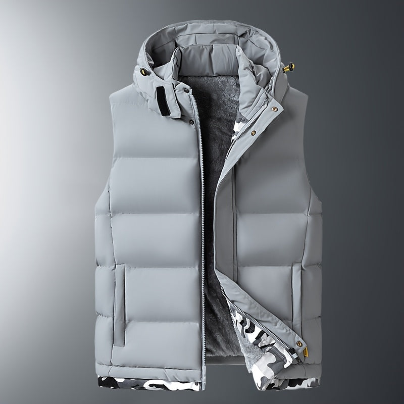 Gilet sans manches à capuche doublé polaire grande taille du 4XL au 7XL MAEJORKEN