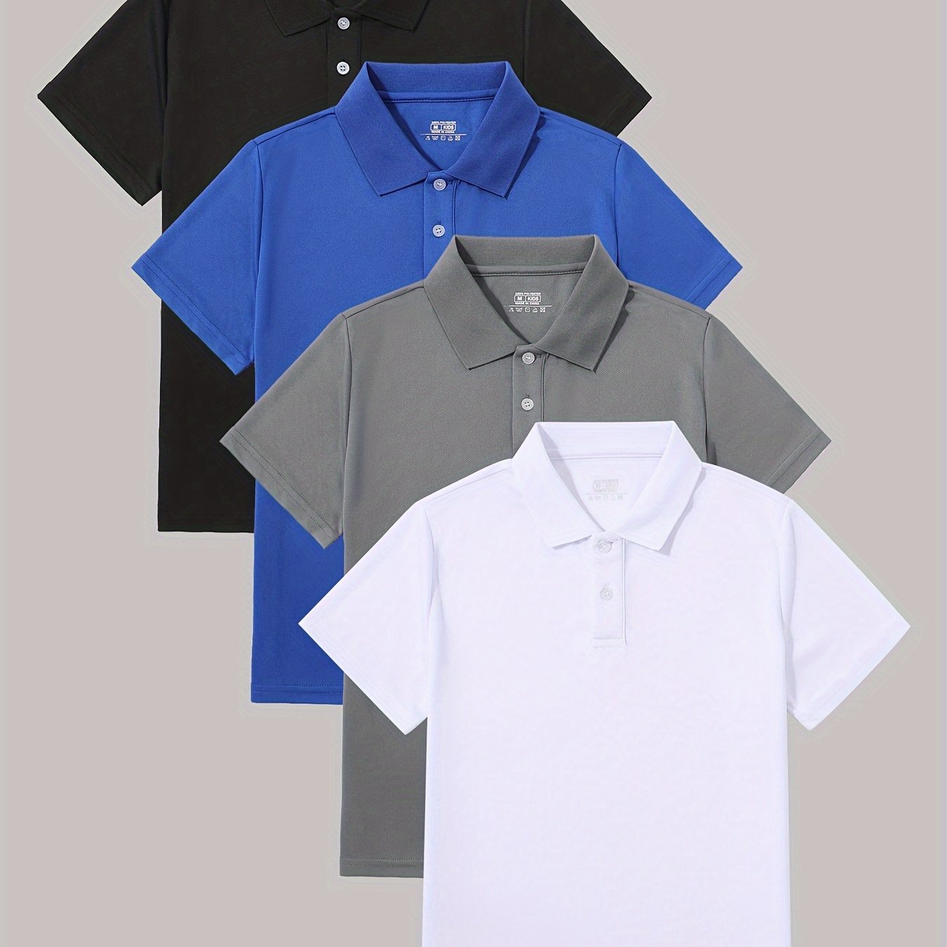 Lot de 4 polos couleur unie à manches courtes garçons du 5 au 13 ans MAEJORKEN