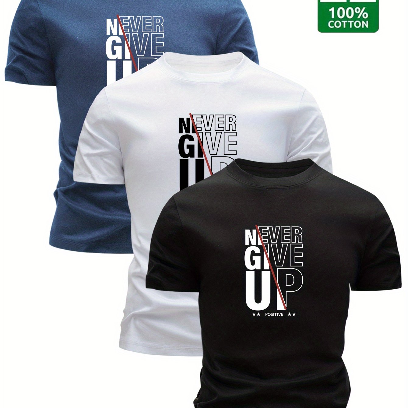 Lot de 3 t-shirts 100% coton du XS au 3XL
