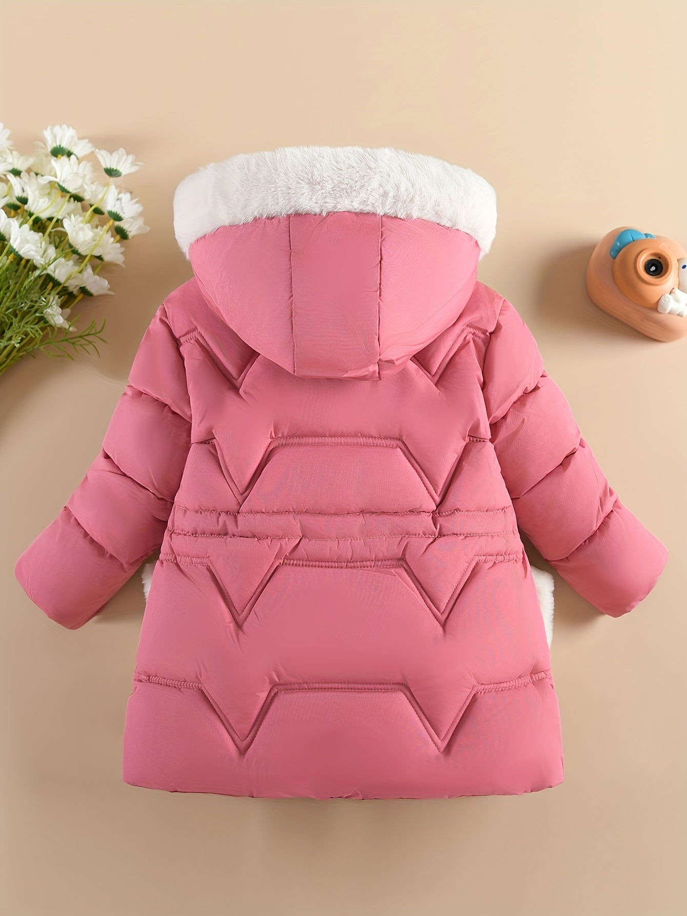 Doudoune à capuche couleur unie avec gant pour filles de 1 ans à 10 ans MAEJORKEN