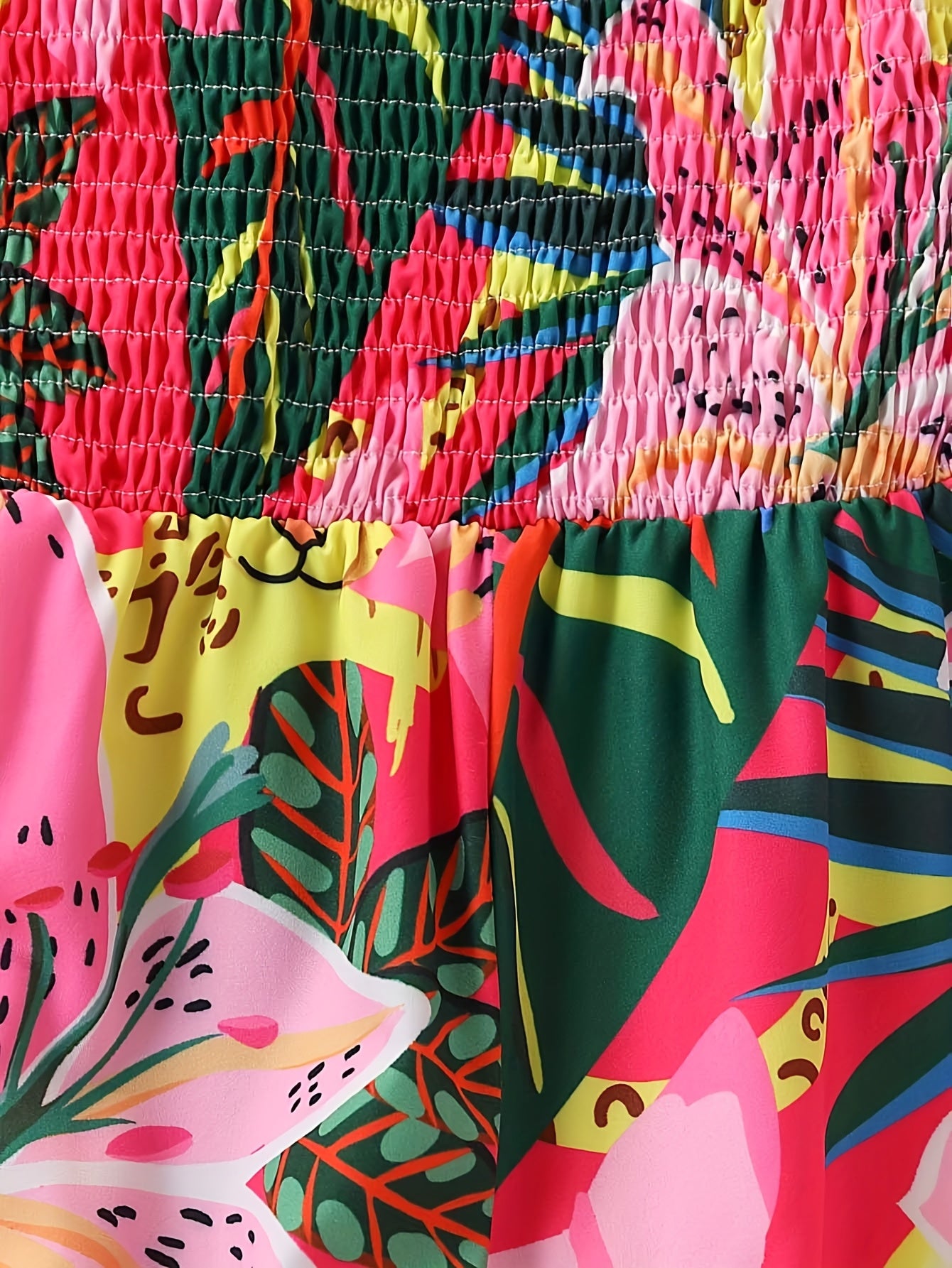 Combinaison élégante à imprimé floral avec taille froncée et design jambes larges du 7 au 16 ans